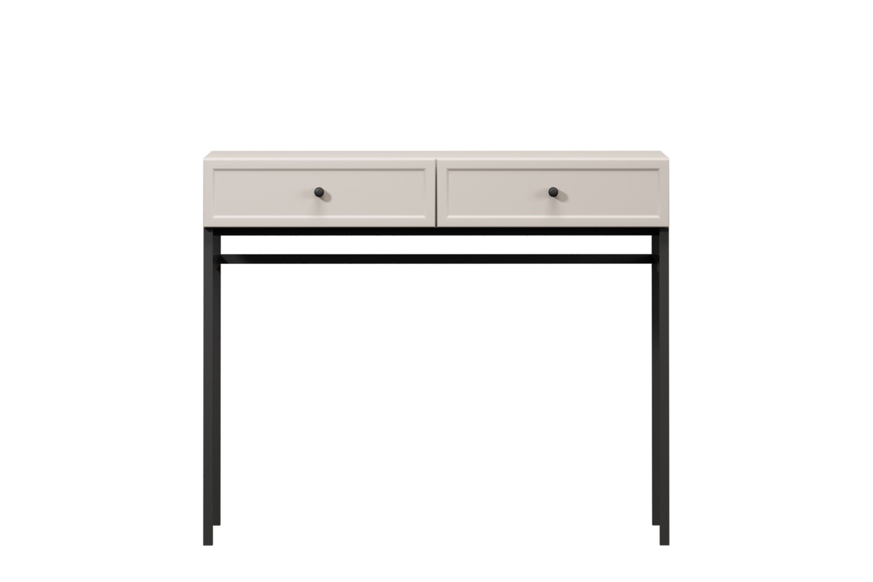 Konzolový / toaletní stolek Lorini 100 cm - kašmírová / černé úchytky konzole / Toaletní stolek Lorini 100 cm se zásuvkami - kašmír / černá Úchytky / Rošt