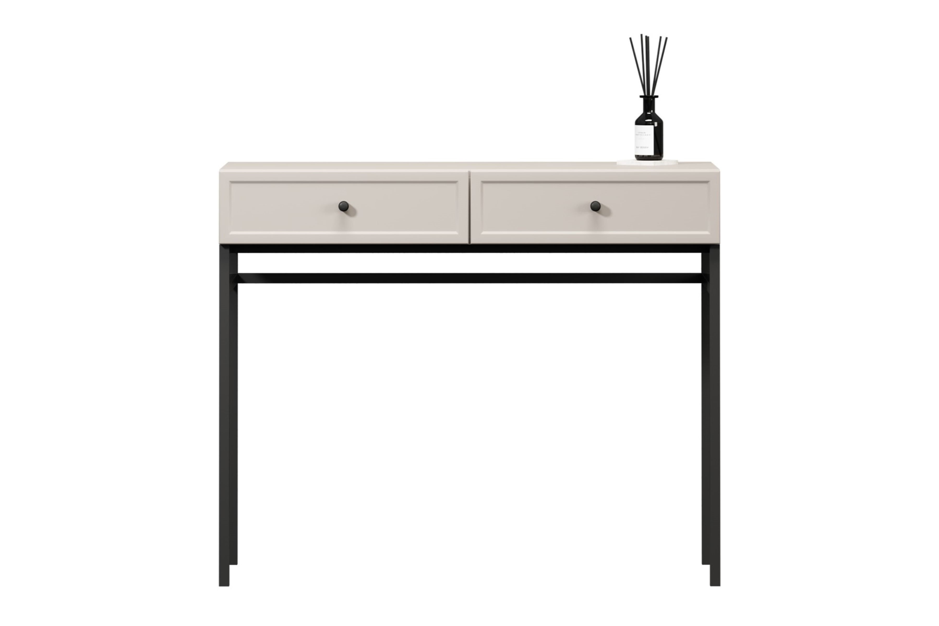 Konzolový / toaletní stolek Lorini 100 cm - kašmírová / černé úchytky konzole / Toaletní stolek Lorini 100 cm se zásuvkami - kašmír / černá Úchytky / Rošt