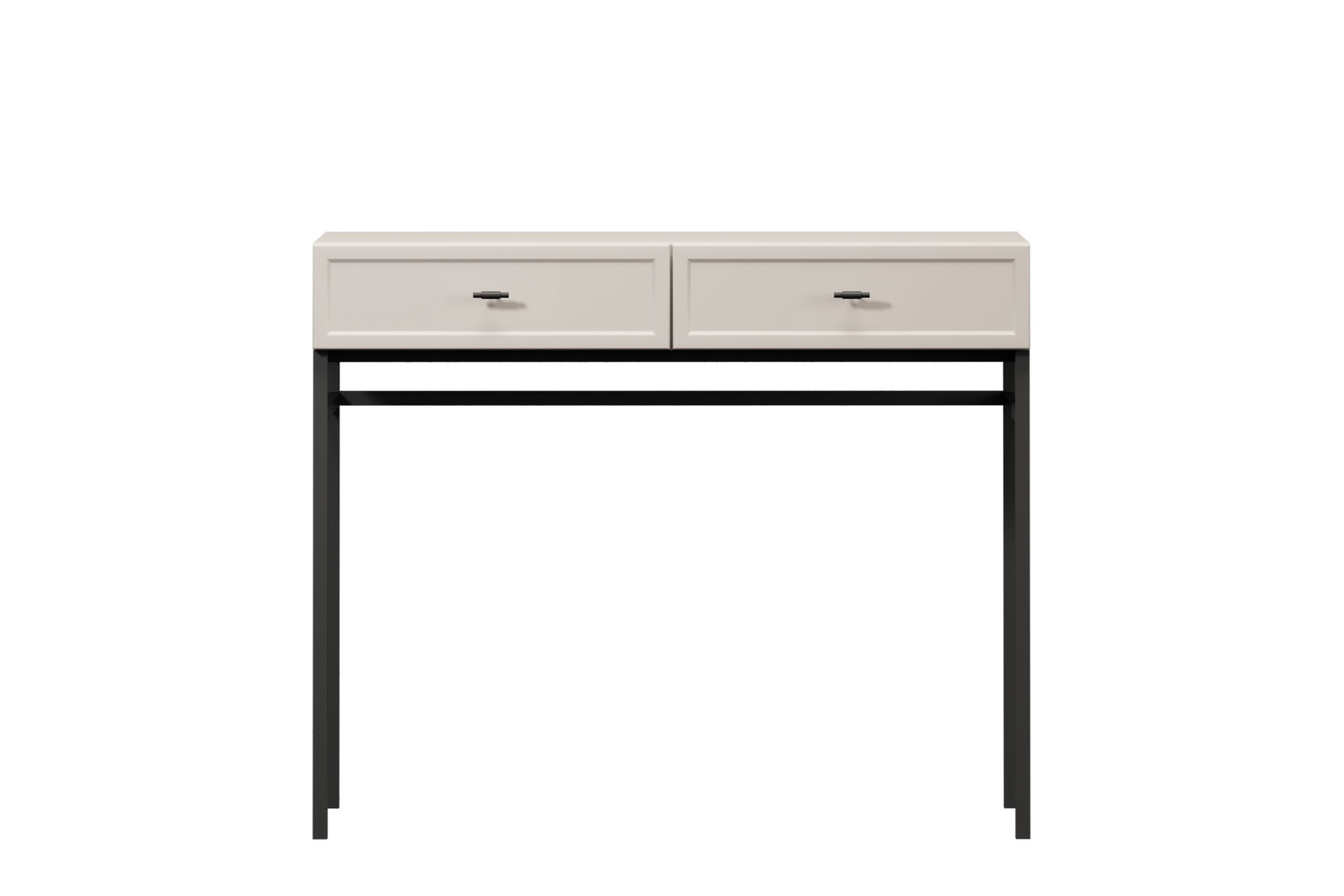 Konzolový / toaletní stolek Lorini 100 cm - kašmírová / černé úchytky T-bar konzole / Toaletní stolek Lorini 100 cm se zásuvkami - kašmír / černá Úchytky T-bar / Rošt