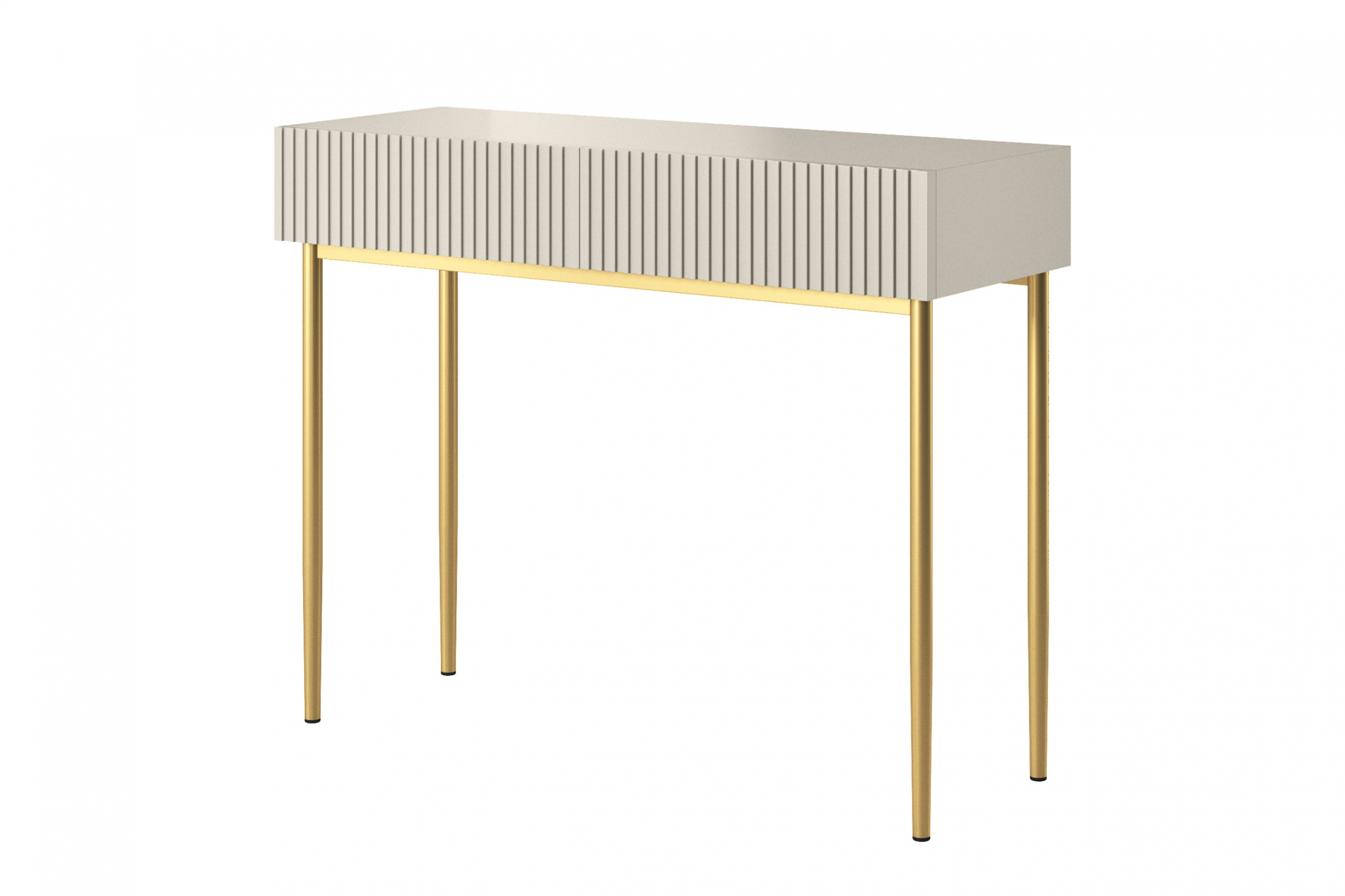 Toaletní stolek Nicole 100 cm - kašmír / zlaté nožky konzole / Toaletní stolek Nicole 100 cm se zásuvkami - kašmír / zlote nozki