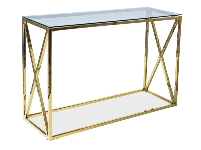 Konzolový stolek ELISE S sklo kouřový/zlatý 100X30 Konzolový stolek elise s szkLo kouřový/zLoty 100x30