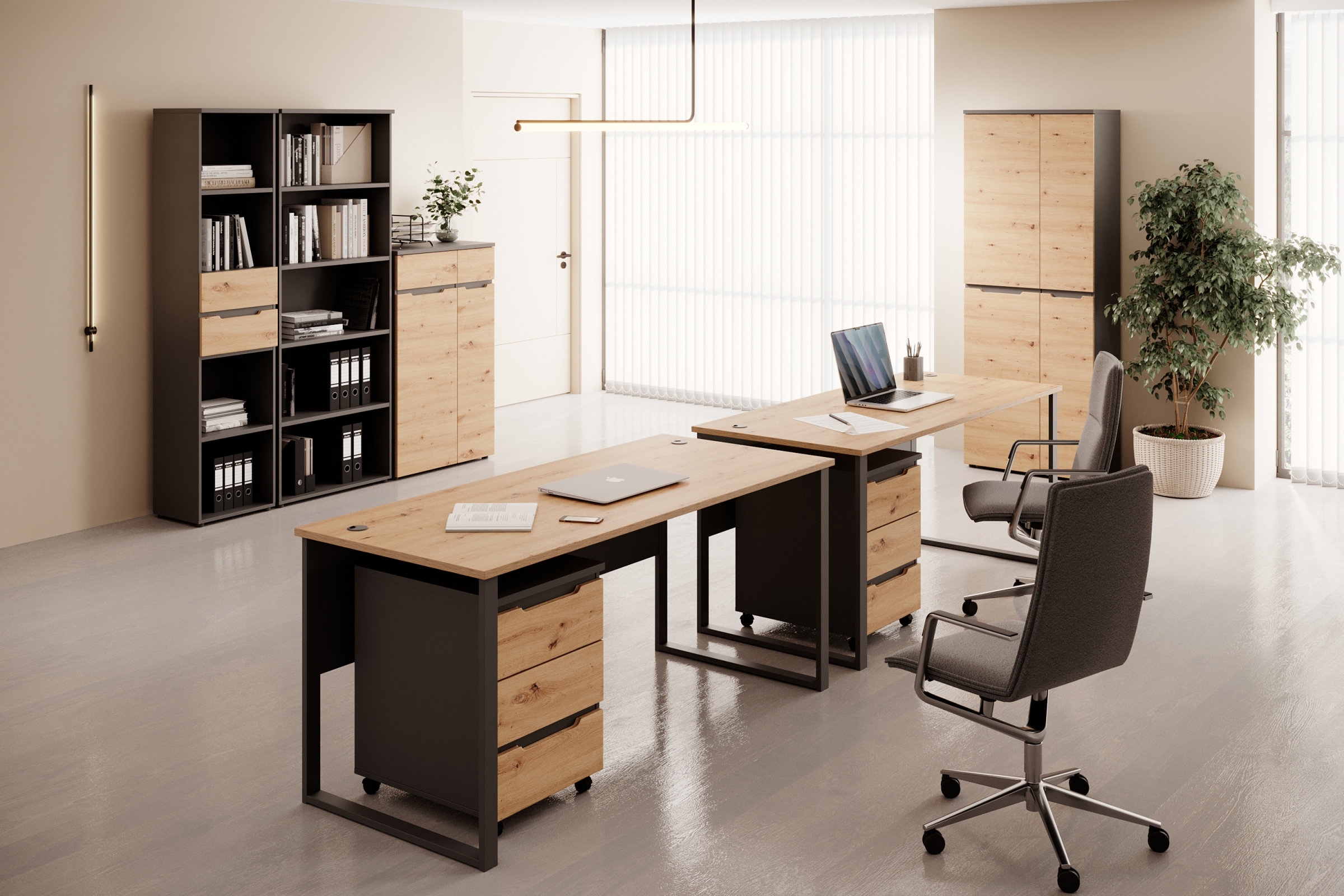 Kontejner Brego 45 cm - dub artisan / grafitová Zásuvkový kontejner Brego 45 cm - dub artisan/grafit