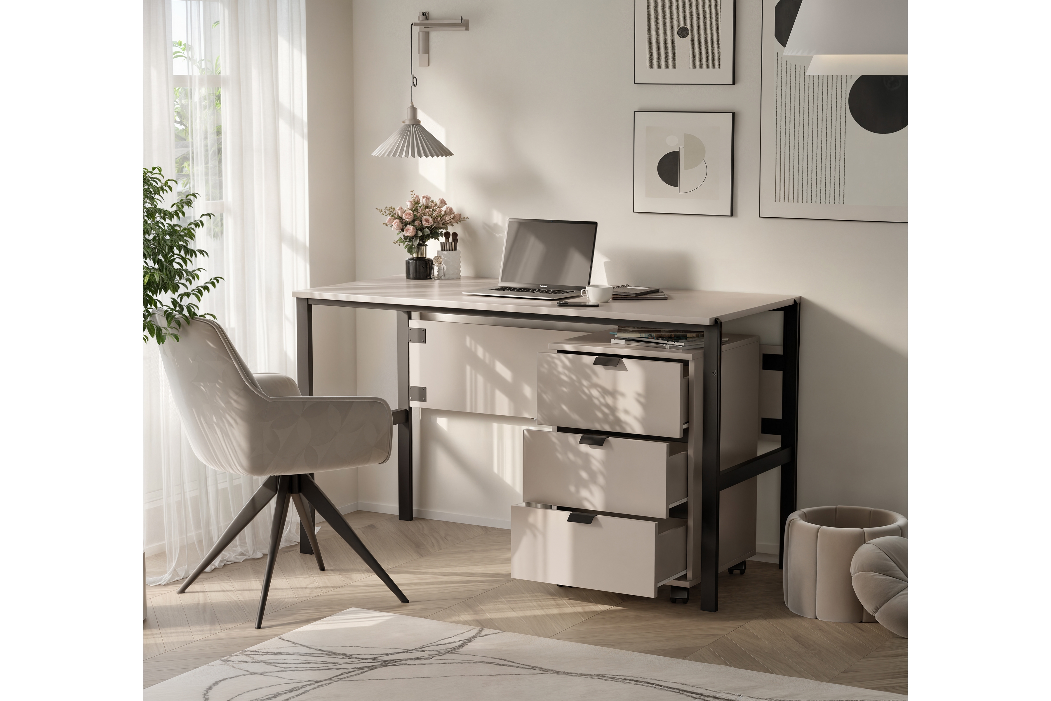 Kontejner Cremona se třemi zásuvkami - písková béžová zásuvkový kontejner Cremona se třemi  zásuvkami - béžová Pískový