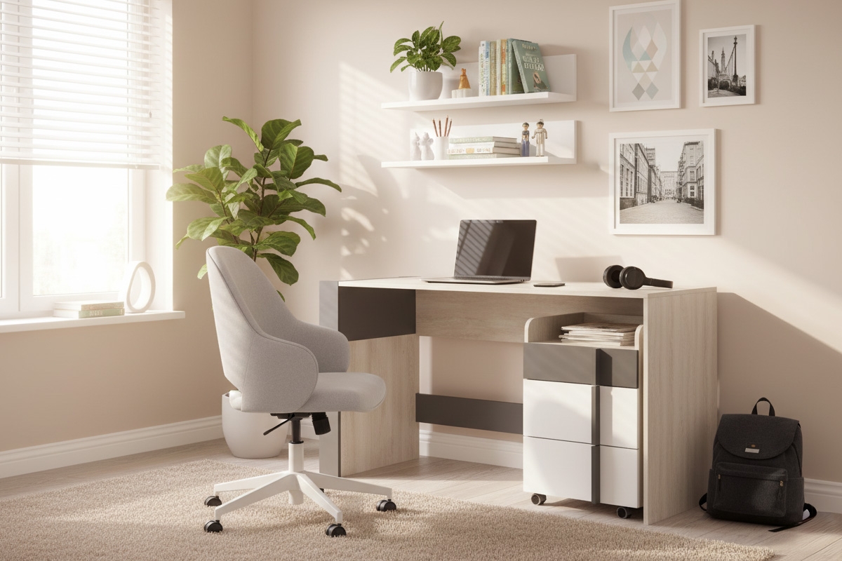 Kontajner k písaciemu stolu Lumo 11 45 cm so zásuvkami - dub wilton biely / biely lux / antracit Kontajner do Písacie stoly Lumo 11 45 cm so zásuvkami - Dub wilton biela / biela lux / Antracytová