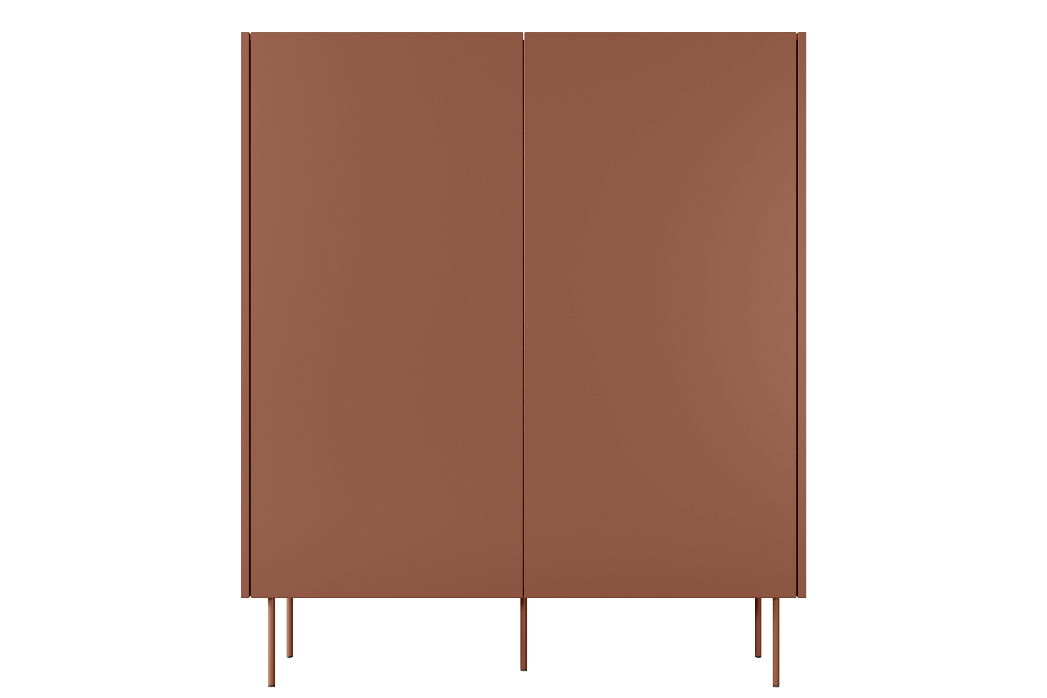 Vysoká komoda Desin 120 cm se skrytými zásuvkami - ceramic red / dub nagano Kredenc Desin z ukrytymi zásuvkami i metalowymi nogami 120 cm - ceramic red / dub nagano