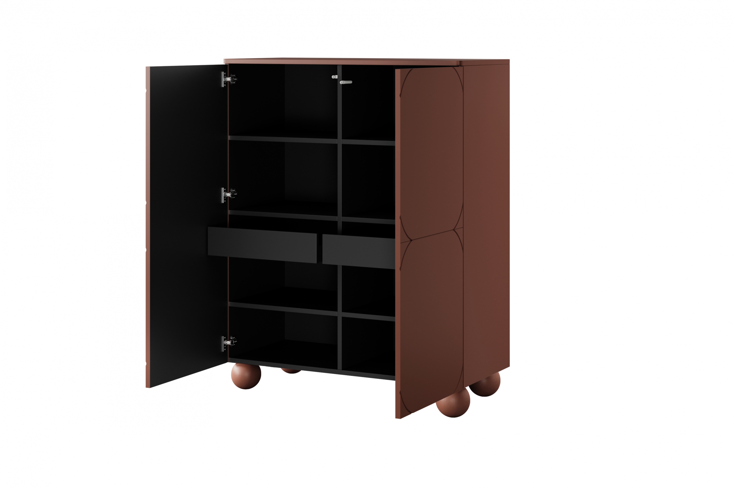 Vysoká komoda Sonatia II 120 cm s dvomi skrytými zásuvkami – bordová Komoda z policami