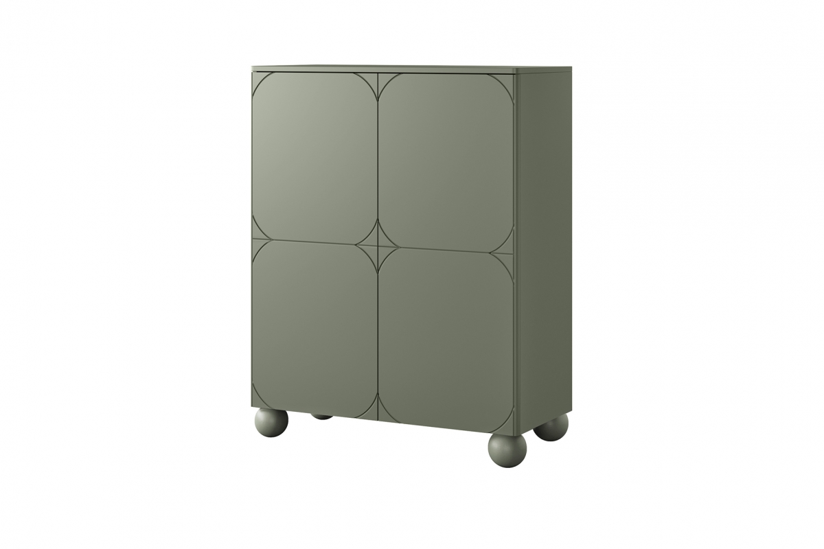 Vysoká komoda Sonatia II 120 cm dvojdverová s dvoma skrytými zásuvkami – olivová Komoda dvojdverový s dvoma ukrytymi zásuvkami Sonatia II 120 cm - Oliva