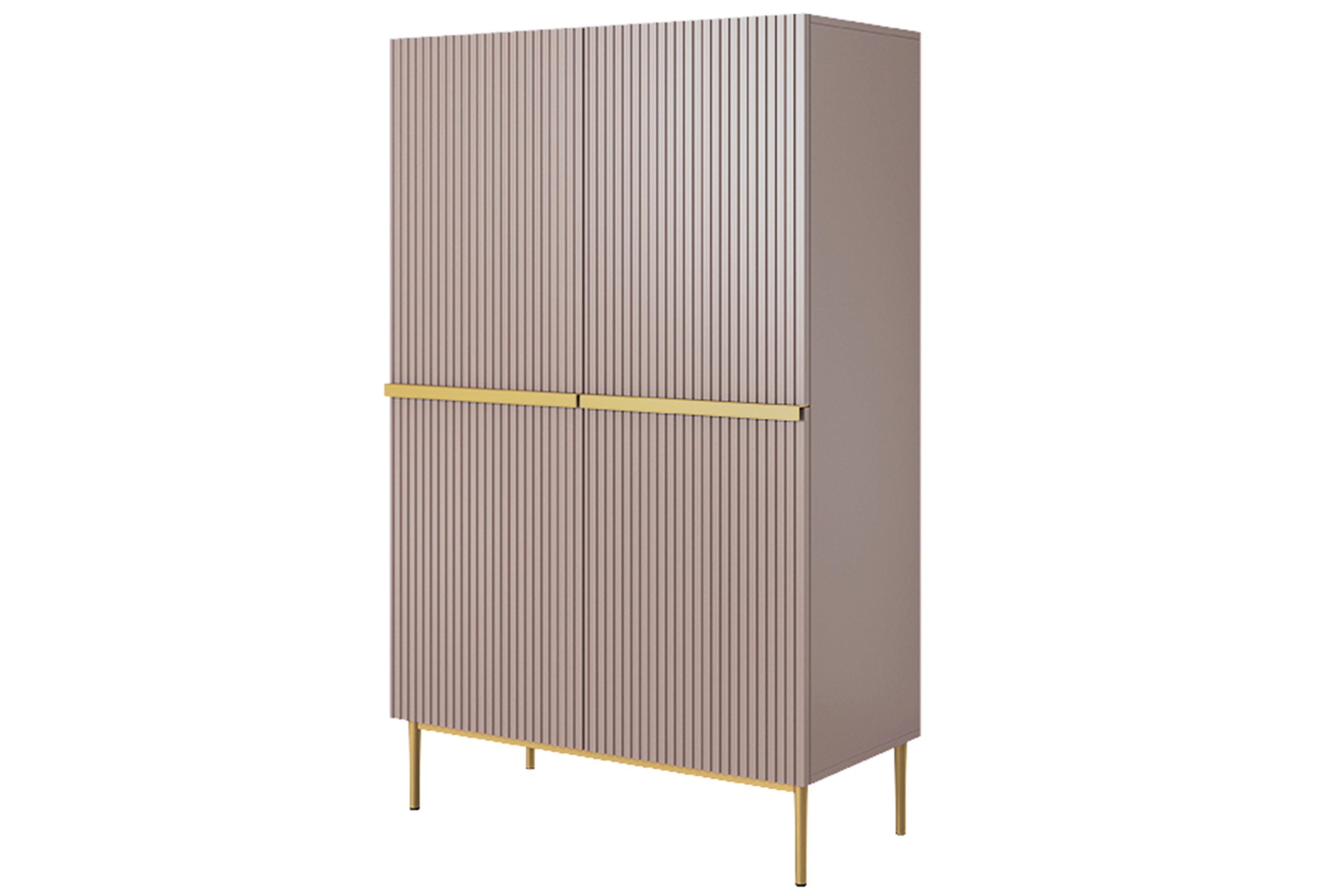 Vysoká komoda Nicole 100 cm - starorůžová / zlaté kovové nožky a úchyty Kredenc Nicole 100 cm z metalowymi uchwytami i nogami - antický Růžová / zlote nozki