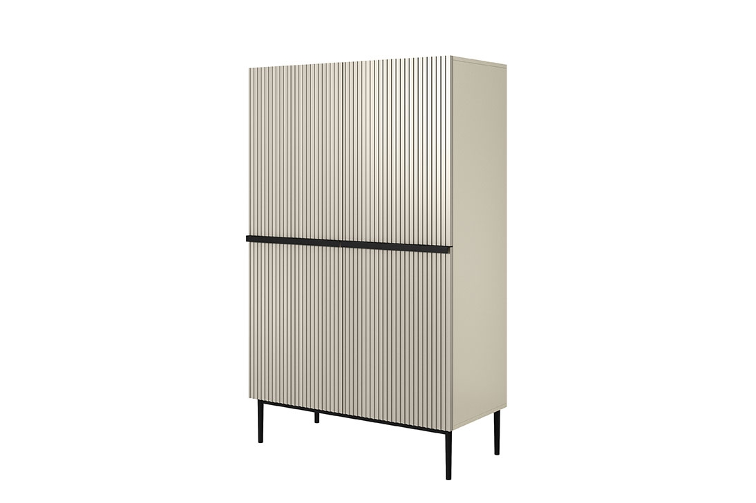 Vysoká komoda Nicole 100 cm - kašmír / černé nožky Kredenc Nicole z metalowymi uchwytami i nogami 100 cm - kašmír / černá nozki