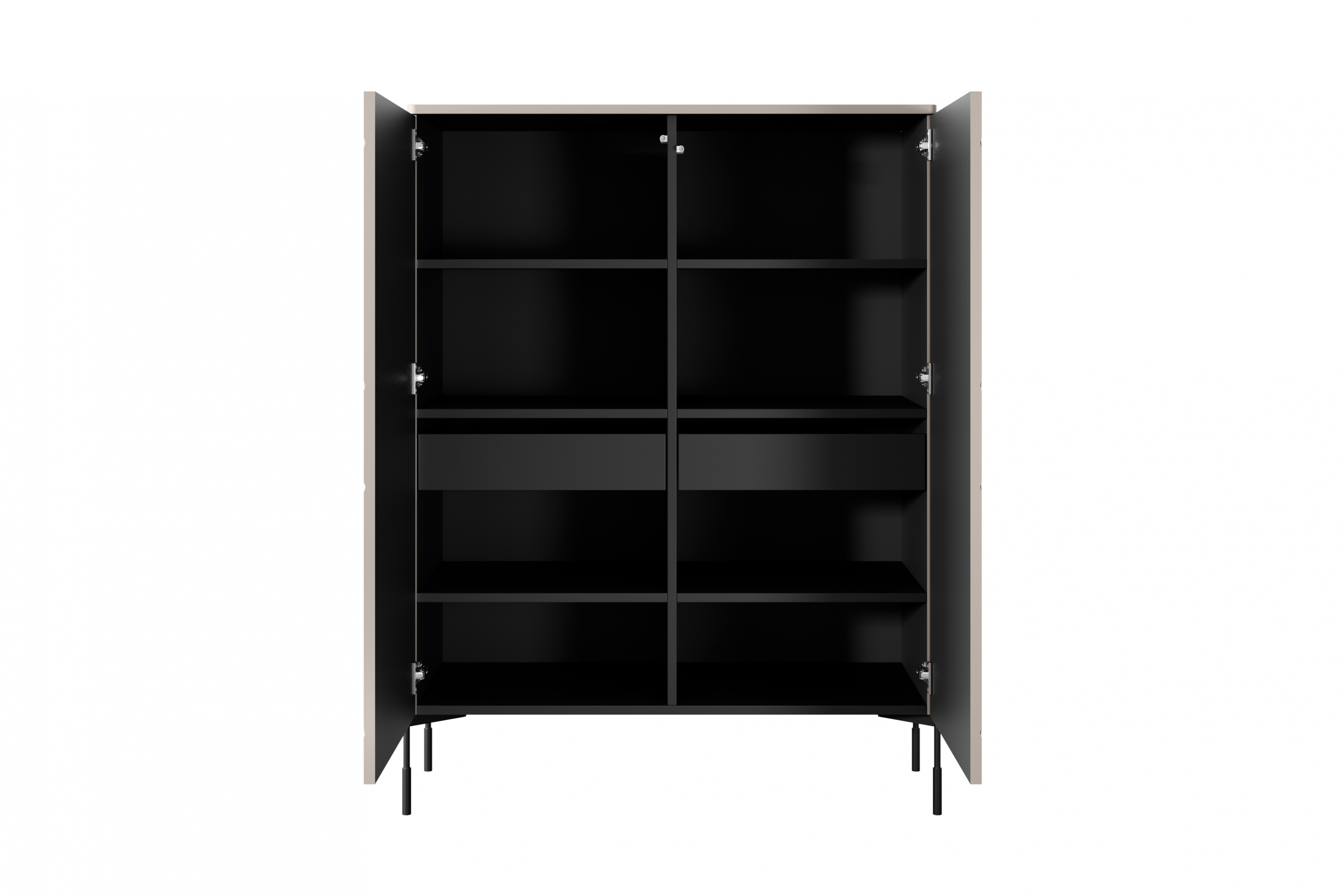 Vysoká komoda Sonatia 120 cm dvojdverová s dvoma skrytými zásuvkami – kašmírová Komoda Sonatia 120 cm dvojdverový s dvoma ukrytymi zásuvkami - kašmír