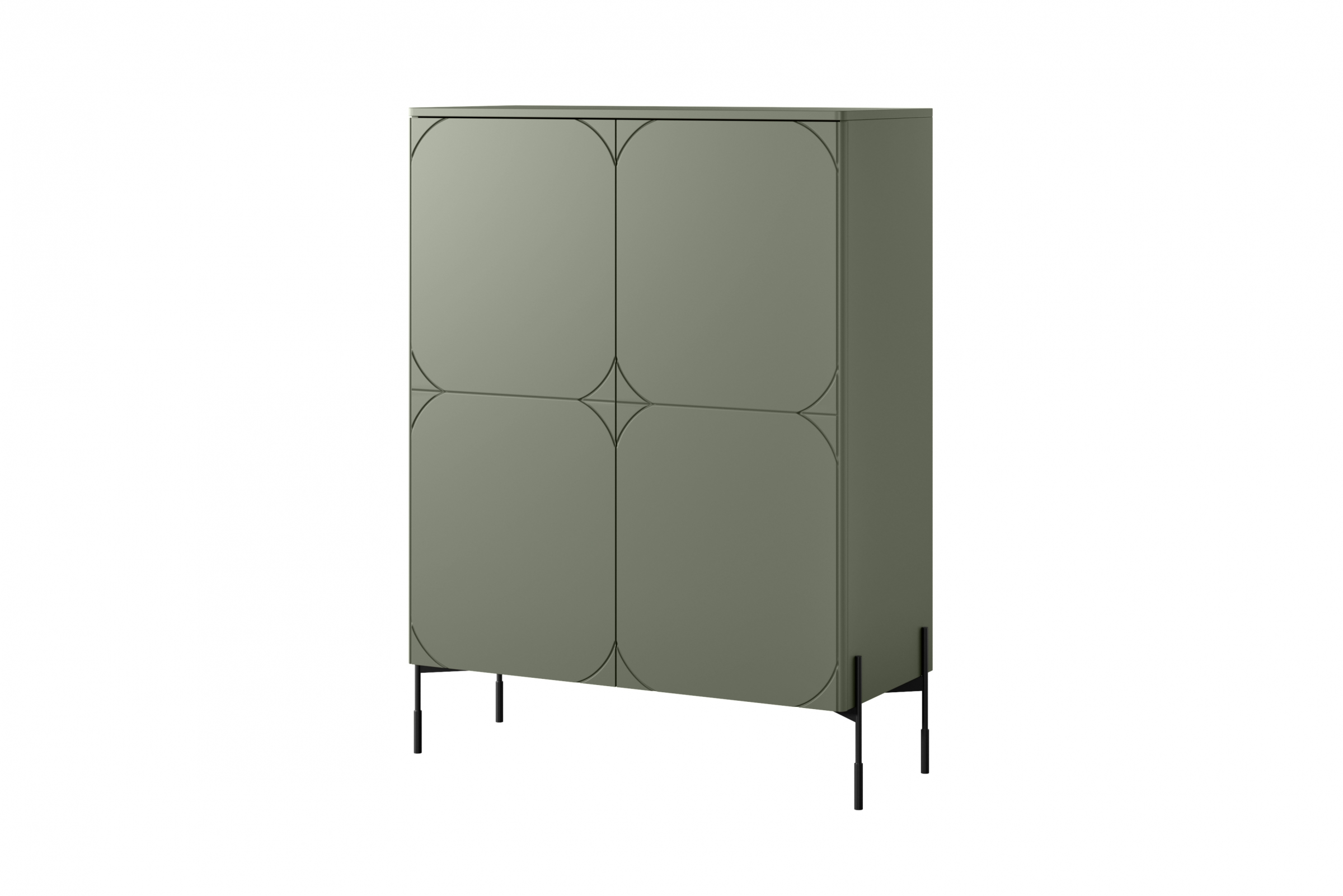 Vysoká dvojdverová komoda Sonatia 120 cm s dvomi skrytými zásuvkami – olivová Komoda Sonatia 120 cm dvojdverový s dvoma ukrytymi zásuvkami - Oliva