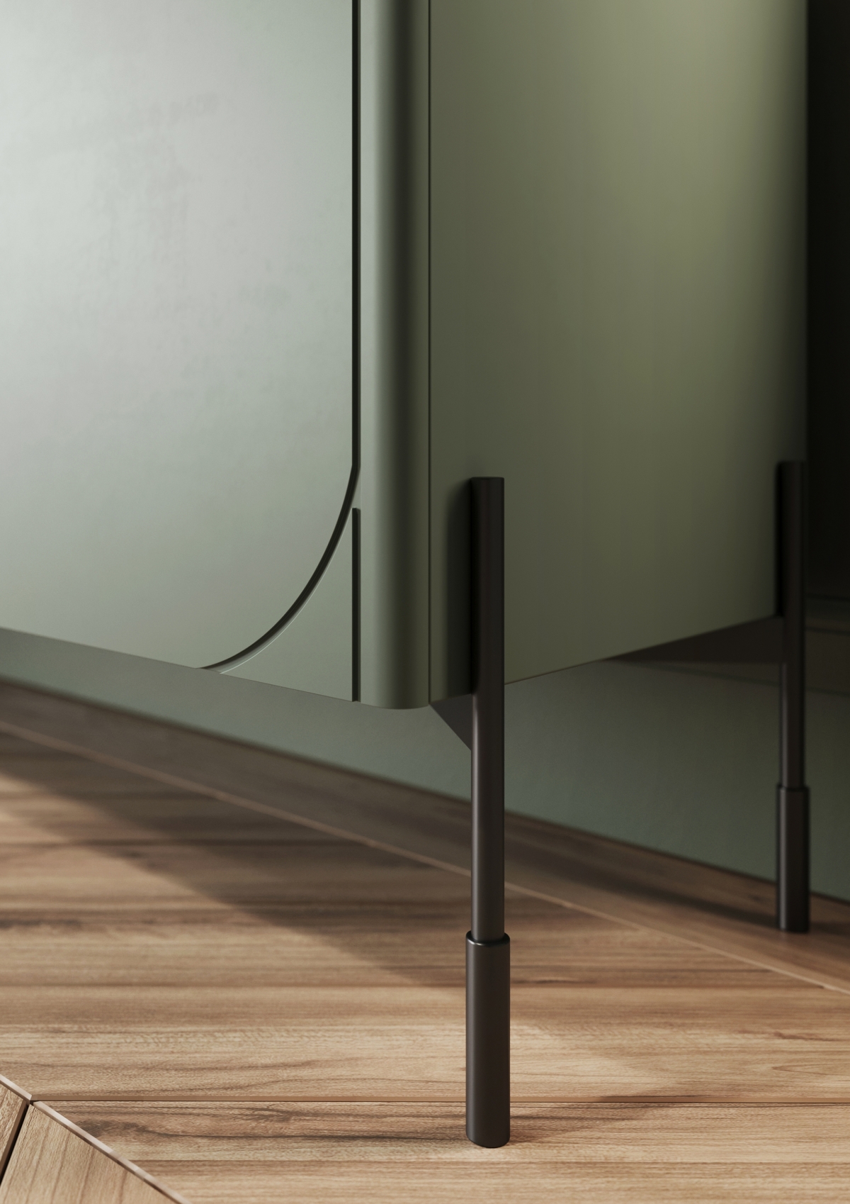 Vysoká dvojdverová komoda Sonatia 120 cm s dvomi skrytými zásuvkami – olivová Komoda Sonatia 120 cm dvojdverový s dvoma ukrytymi zásuvkami - Oliva