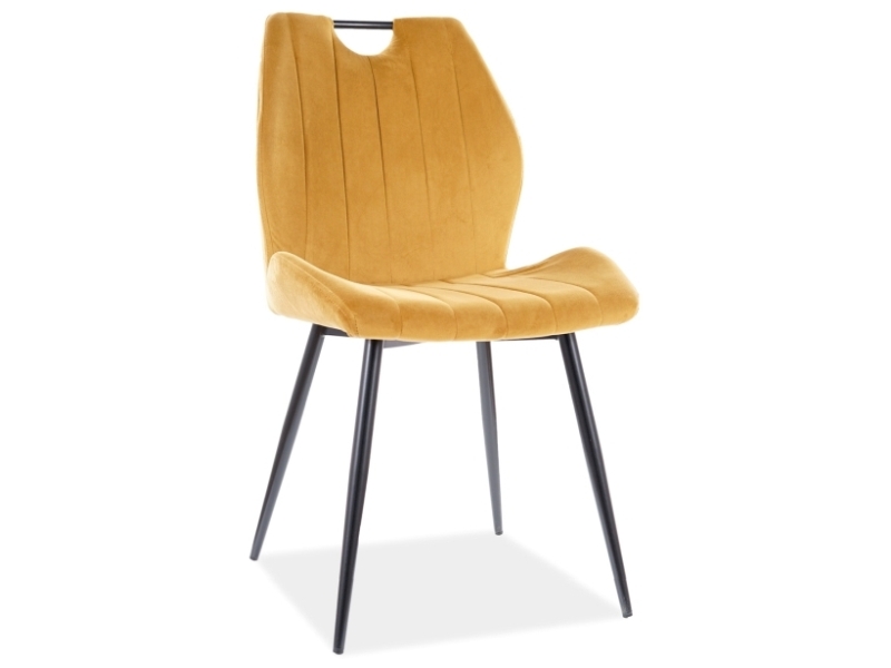 Čalouněná židle Arco Velvet - curry Bluvel 68 / černé nožky krzesLo arco velvet Černý stelaZ / curry bluvel 68