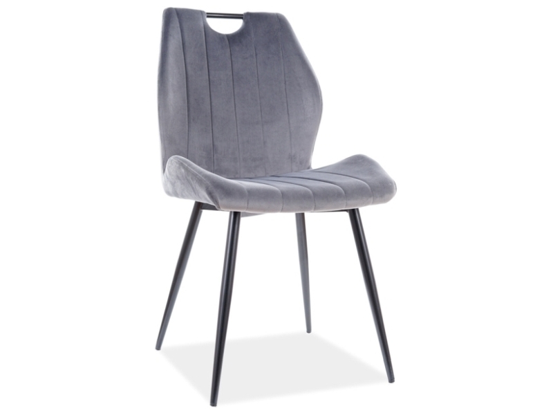 Čalouněná židle Arco Velvet - šedá Bluvel 14 / černé nožky krzesLo arco velvet Černý stelaZ/šedý bluvel 14