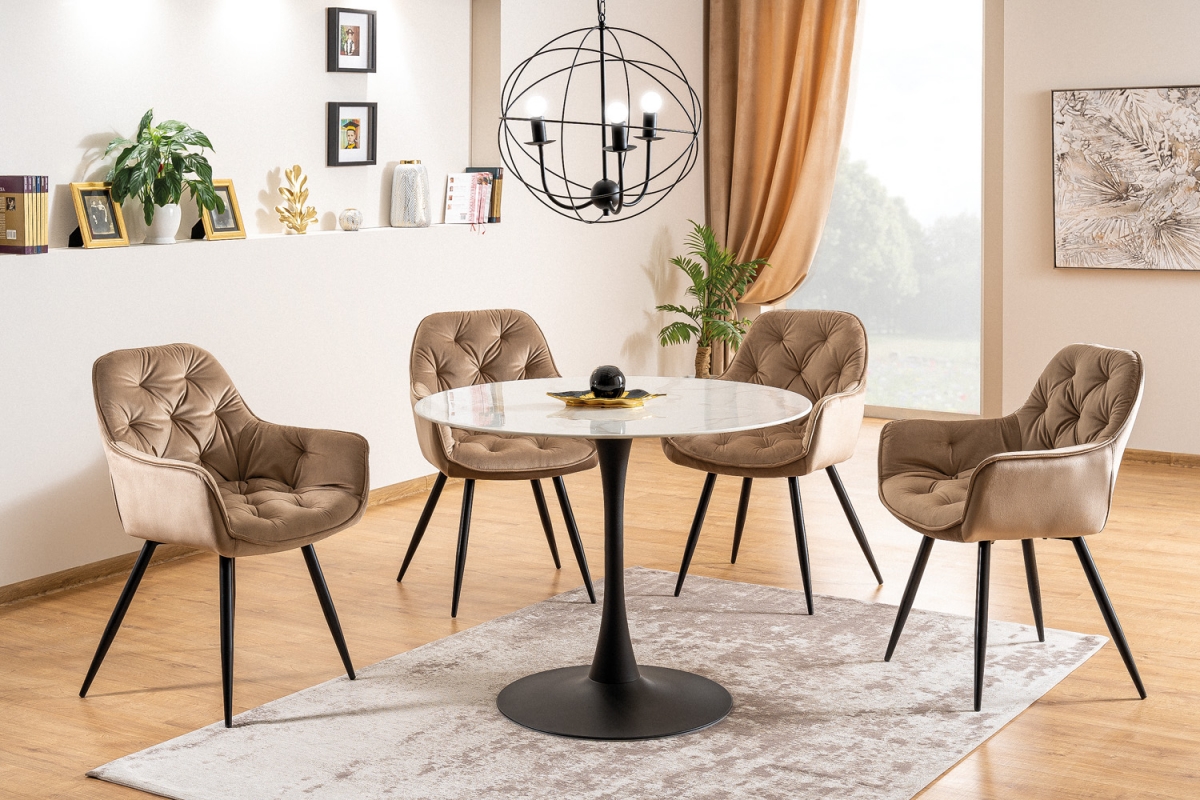 Čalouněná židle Cherry Velvet - černá Bluvel 28 / černé nožky béžová Židle čalouněná