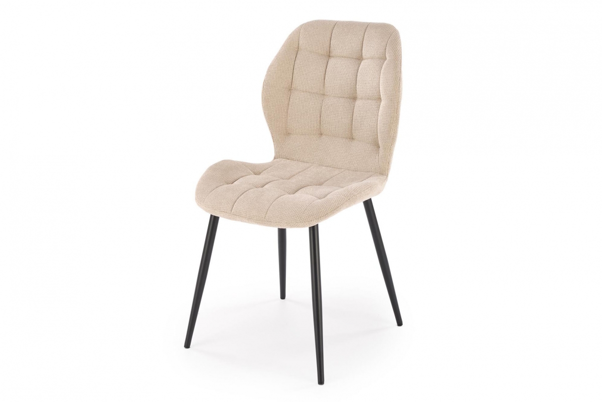 Jedálenská stolička K548 - béžová pletenina Vardo 28 / čierne nohy Stolička do jedálne K548 - Béžová plecionka Vardo 28 / čierny nožičky