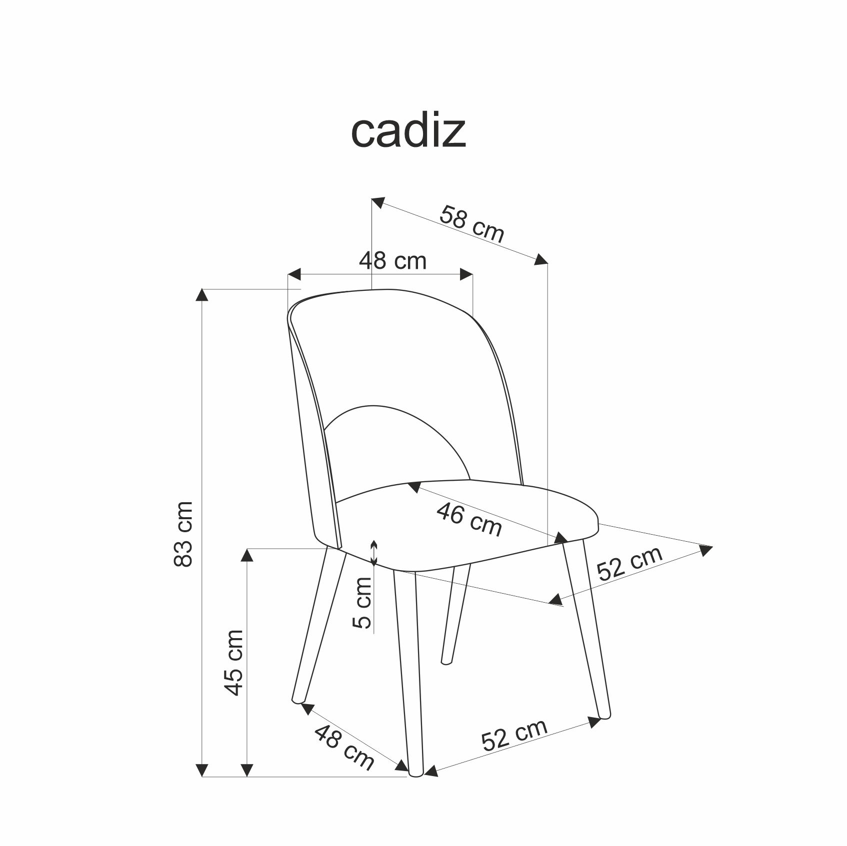 Jedálenská stolička Cadiz - Dub prírodné / sivá Stolička drevená cadiz - Dub prírodné / popol