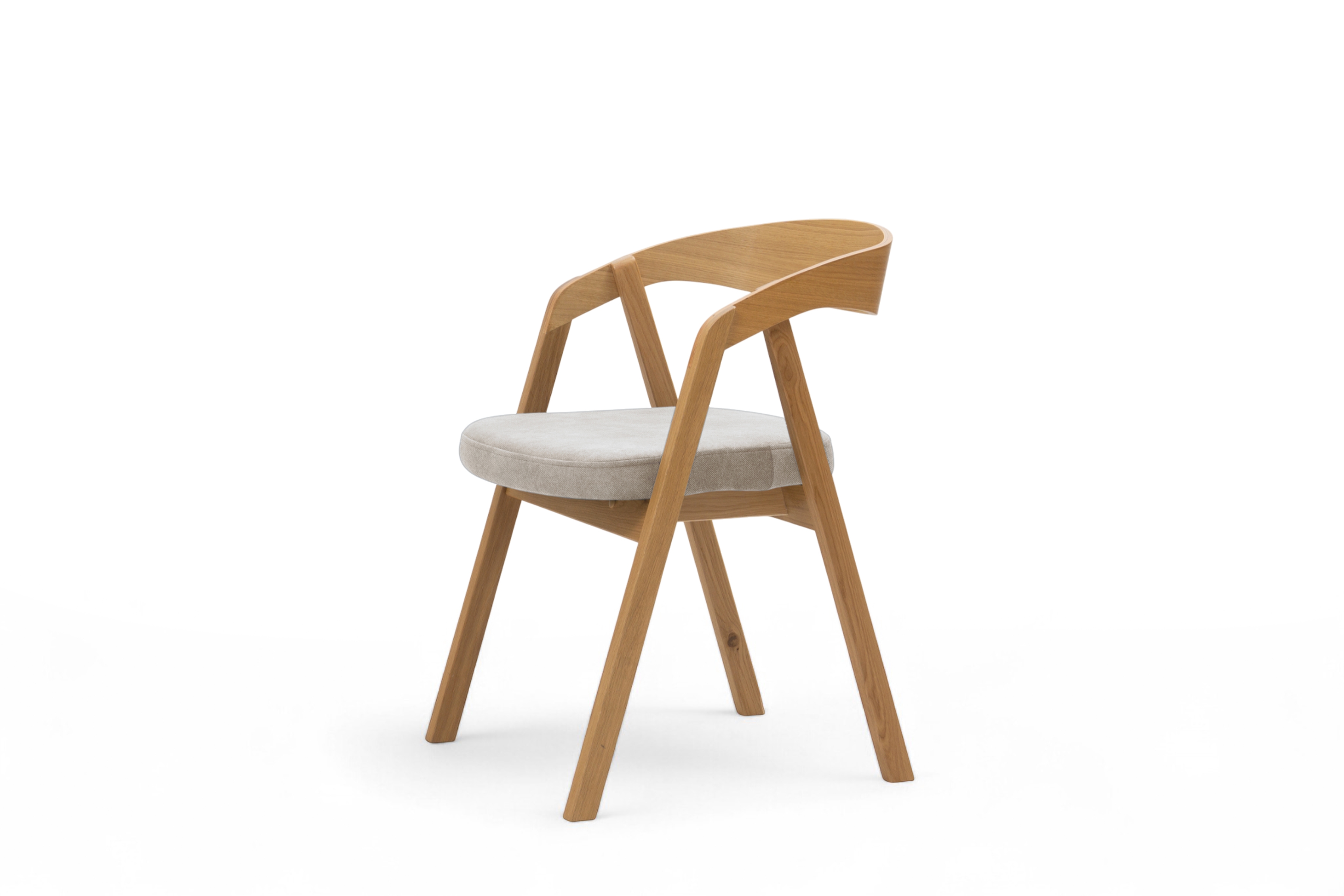 Drevená stolička Elvarin s čalúneným sedadlom - svetlosivý šenil Wind 05 / lakovaný dub Stolička drevená Elvarin z tapicerowanym siedziskiem - svetlý šedý šenil Wind 05 / Dub lakierowany