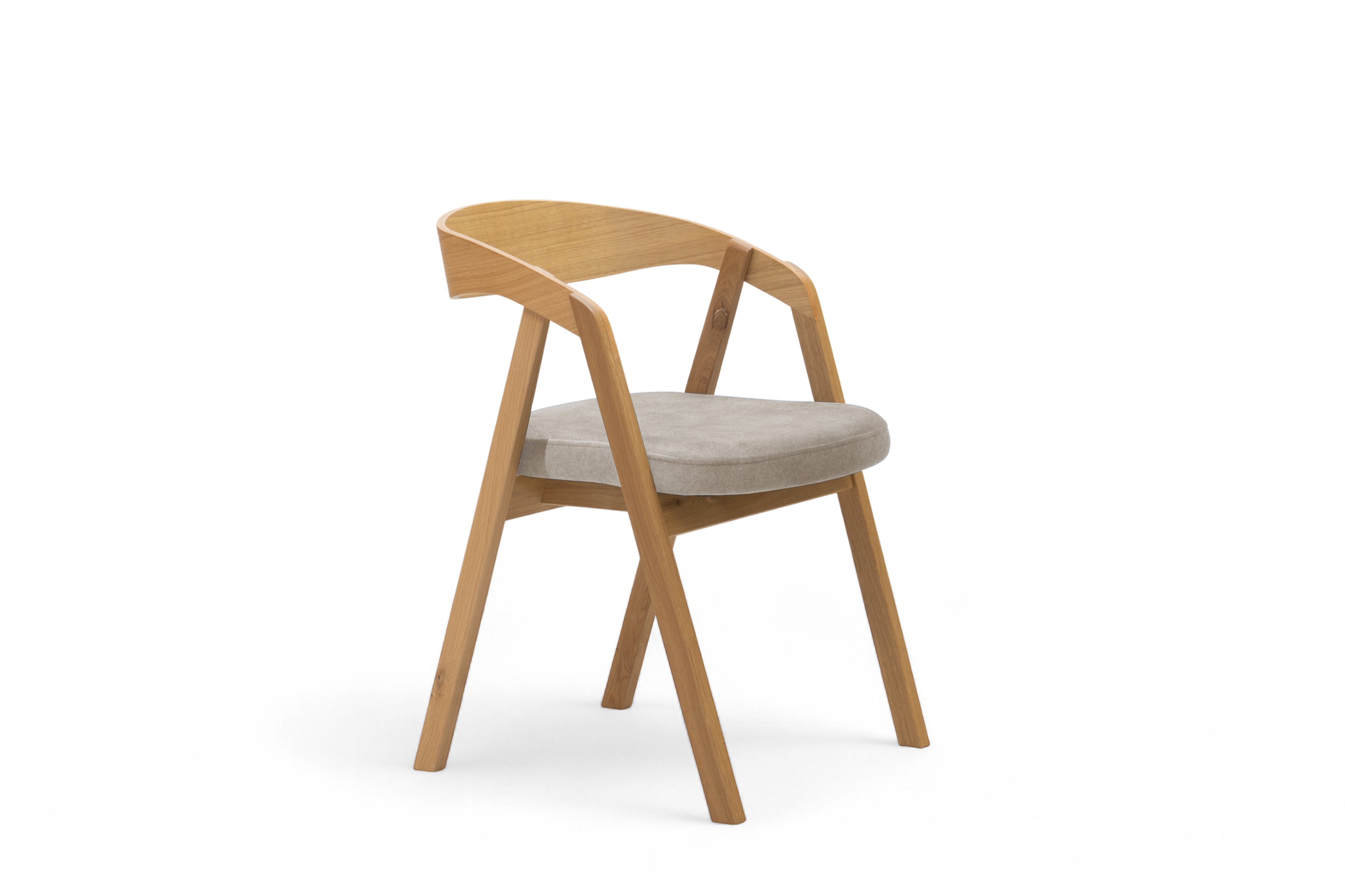 Drevená stolička Elvarin s čalúneným sedadlom - svetlosivý šenil Wind 05 / lakovaný dub Stolička drevená Elvarin z tapicerowanym siedziskiem - svetlý šedý šenil Wind 05 / Dub lakierowany