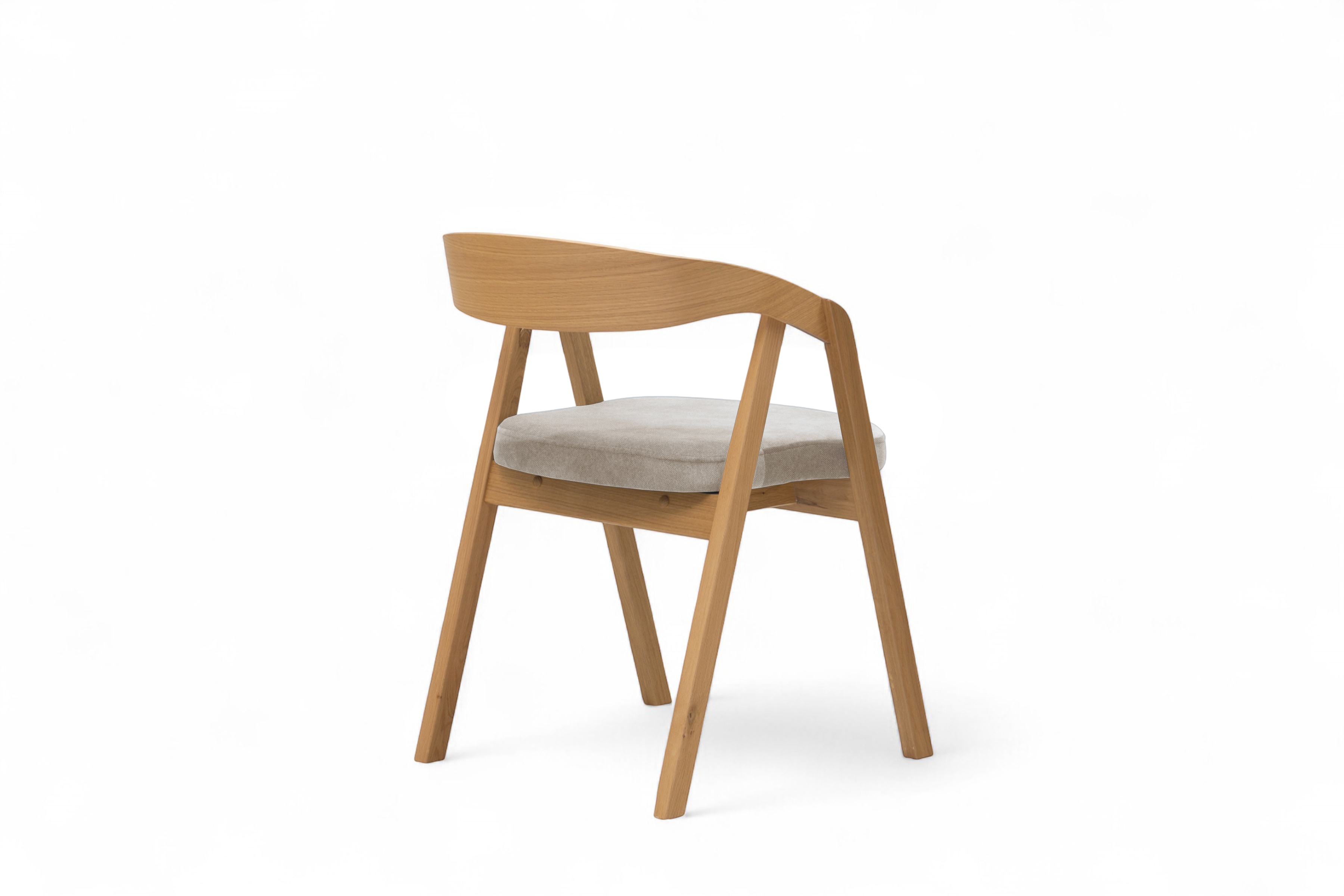 Drevená stolička Elvarin s čalúneným sedadlom - svetlosivý šenil Wind 05 / lakovaný dub Stolička drevená Elvarin z tapicerowanym siedziskiem - svetlý šedý šenil Wind 05 / Dub lakierowany