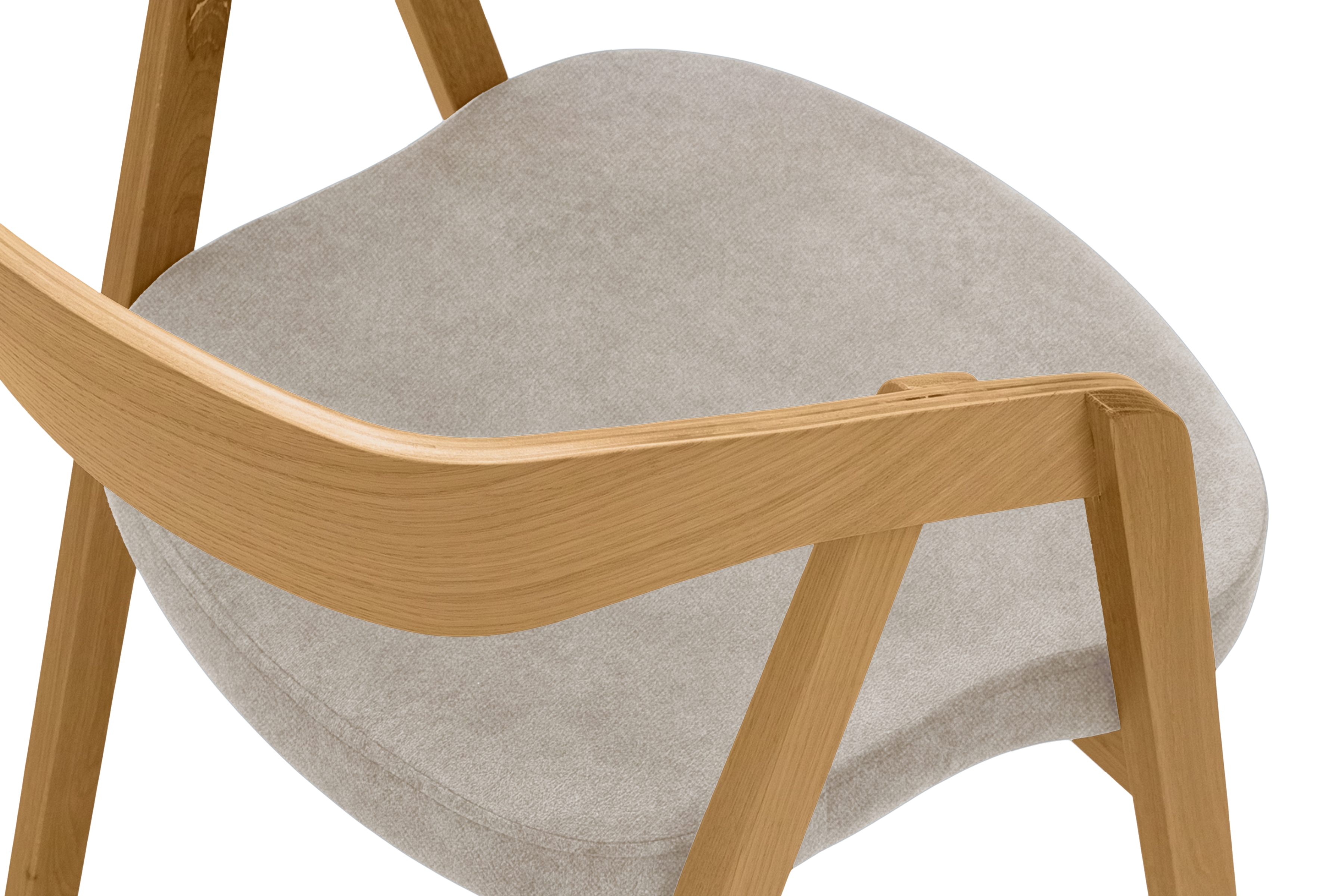 Drevená stolička Elvarin s čalúneným sedadlom - svetlosivý šenil Wind 05 / lakovaný dub Stolička drevená Elvarin z tapicerowanym siedziskiem - svetlý šedý šenil Wind 05 / Dub lakierowany