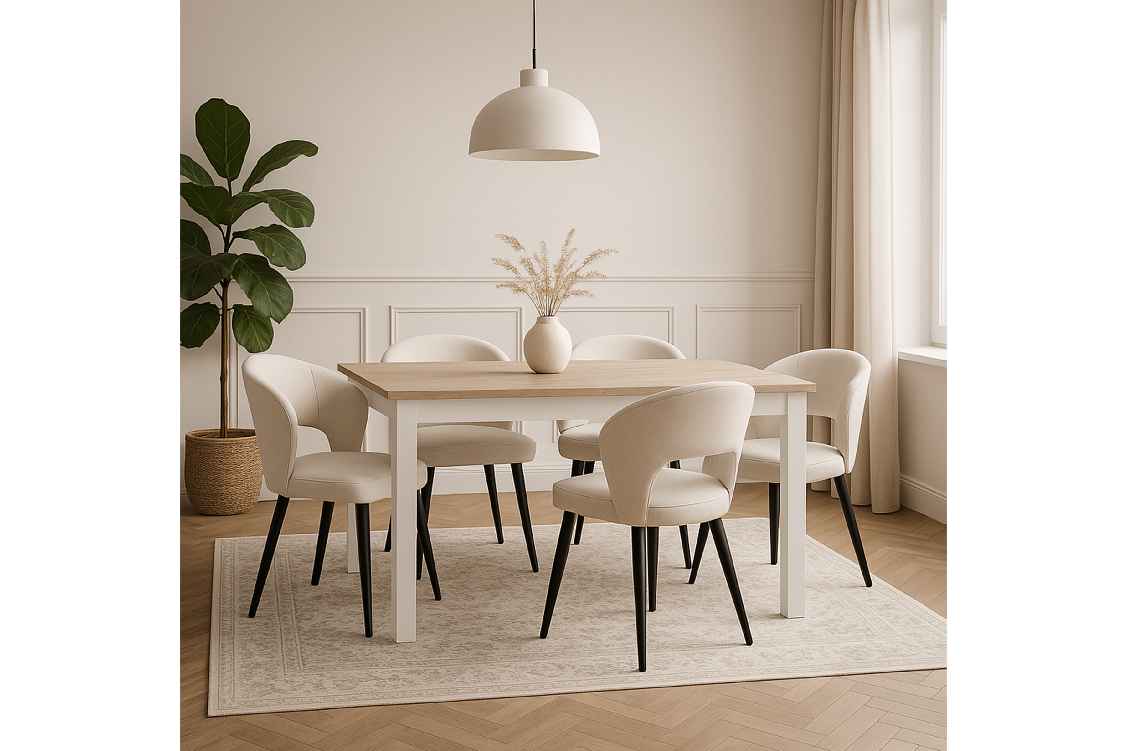 Jedálenské kreslo Luna - béžový ľahkočistiteľný zamat Cloud 03 / čierna Stolička drevená Luna z tapicerowanym siedziskiem - Béžová Cloud 03 / čierny nožičky