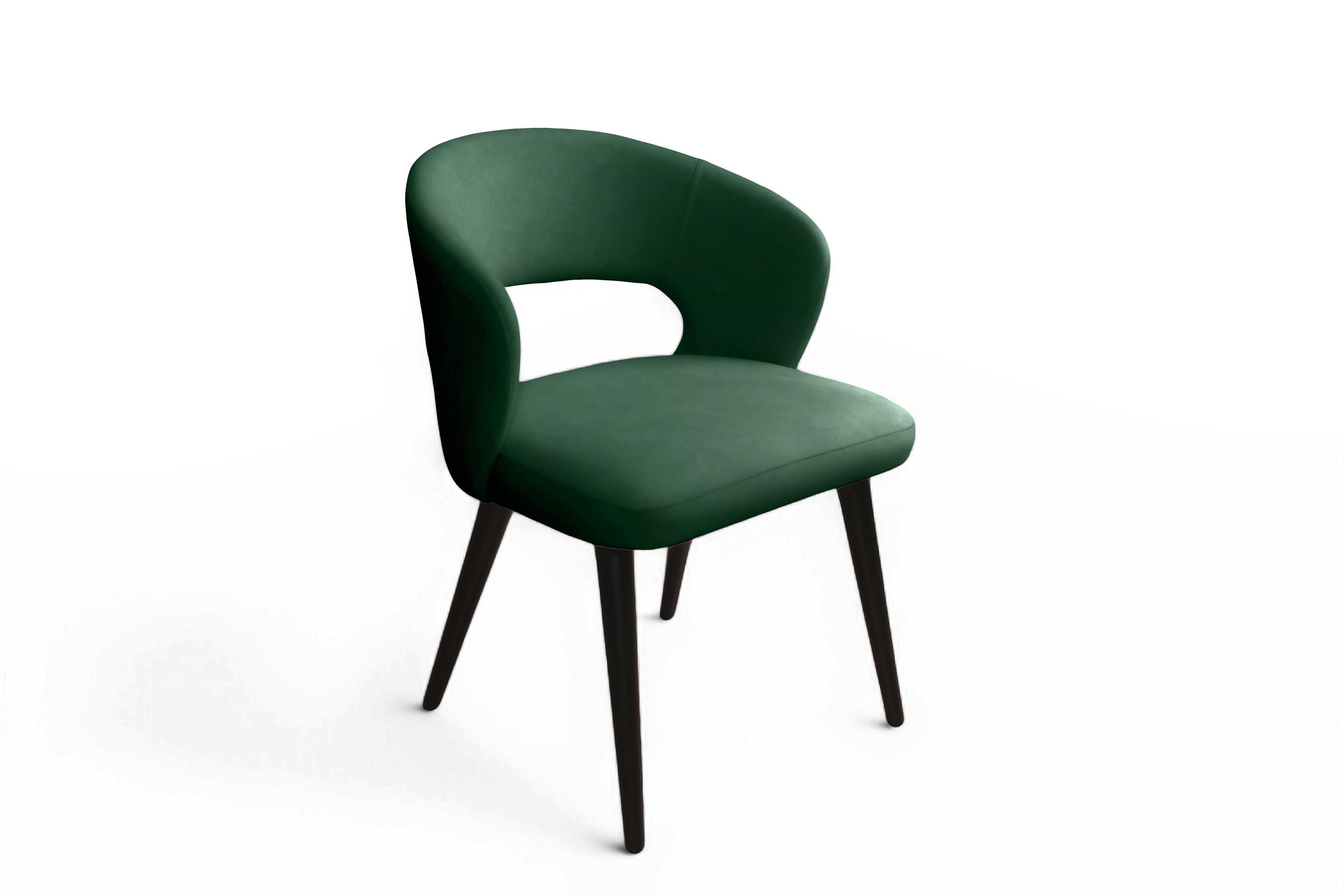 Jedálenské kreslo Luna - tmavozelený velúr Velluto 10 / čierna Stolička drevená Luna z tapicerowanym siedziskiem - tmavý Zelený velúr Velluto 10 / čierny nožičky