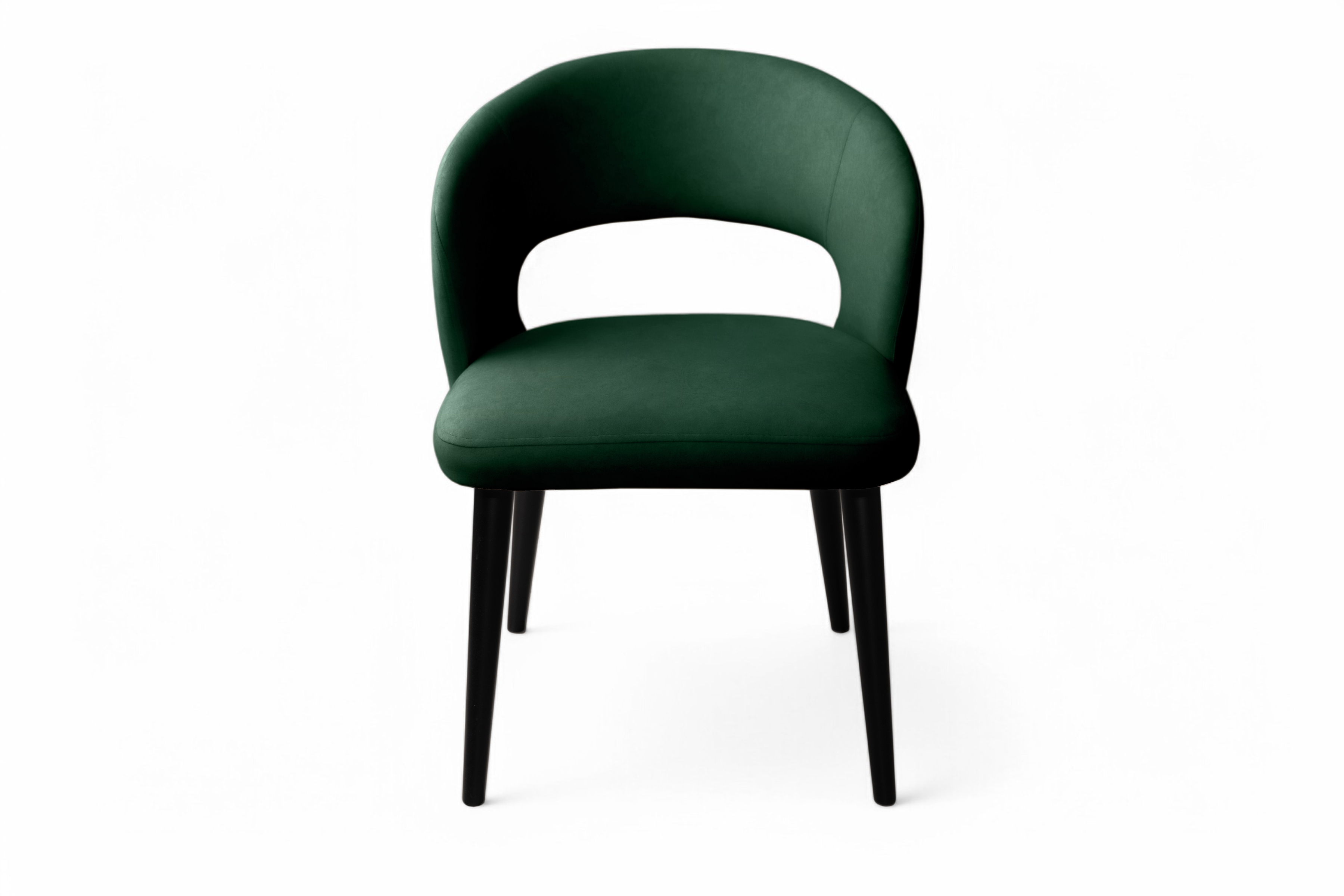 Jedálenské kreslo Luna - tmavozelený velúr Velluto 10 / čierna Stolička drevená Luna z tapicerowanym siedziskiem - tmavý Zelený velúr Velluto 10 / čierny nožičky