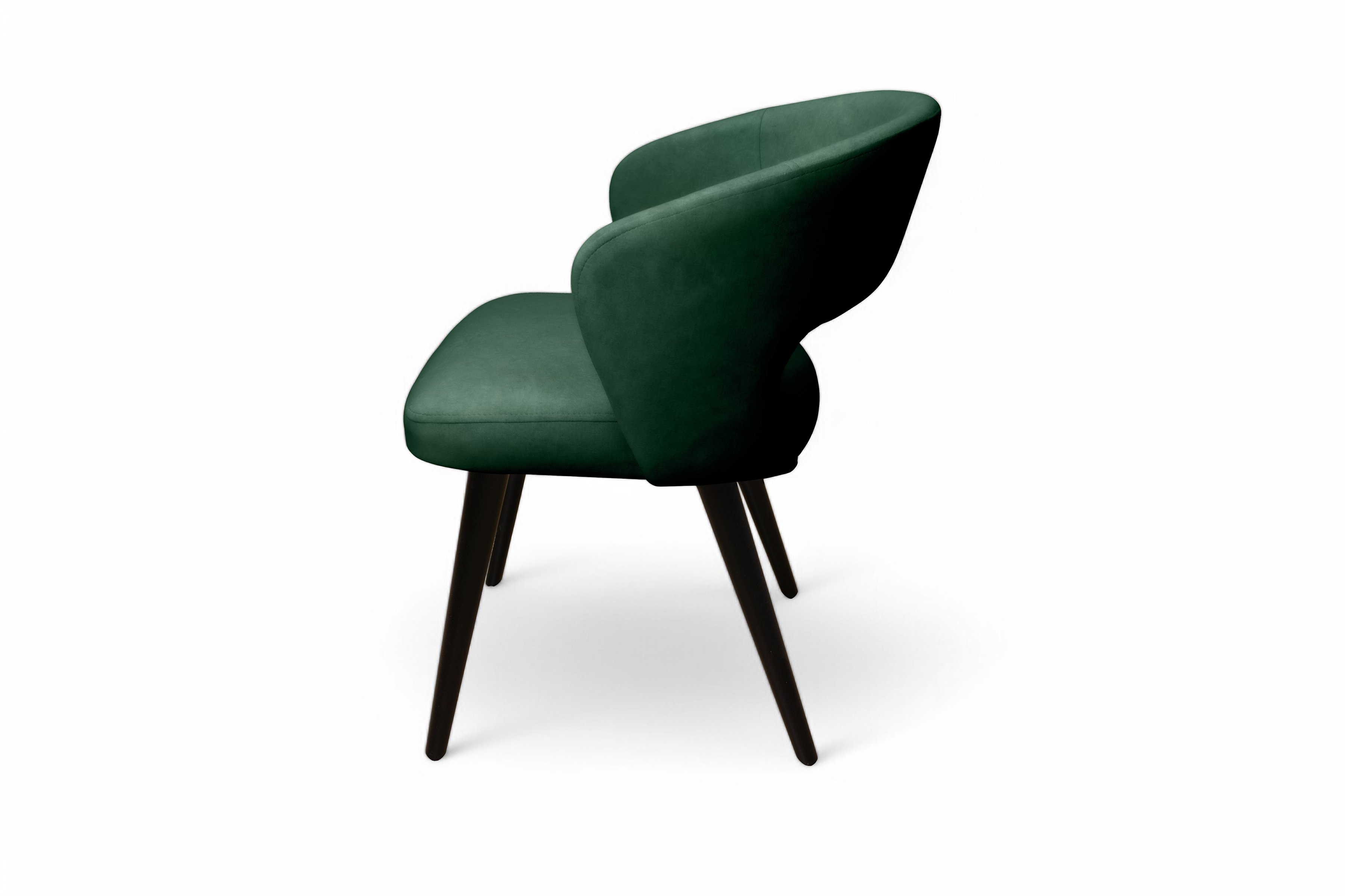 Jedálenské kreslo Luna - tmavozelený velúr Velluto 10 / čierna Stolička drevená Luna z tapicerowanym siedziskiem - tmavý Zelený velúr Velluto 10 / čierny nožičky