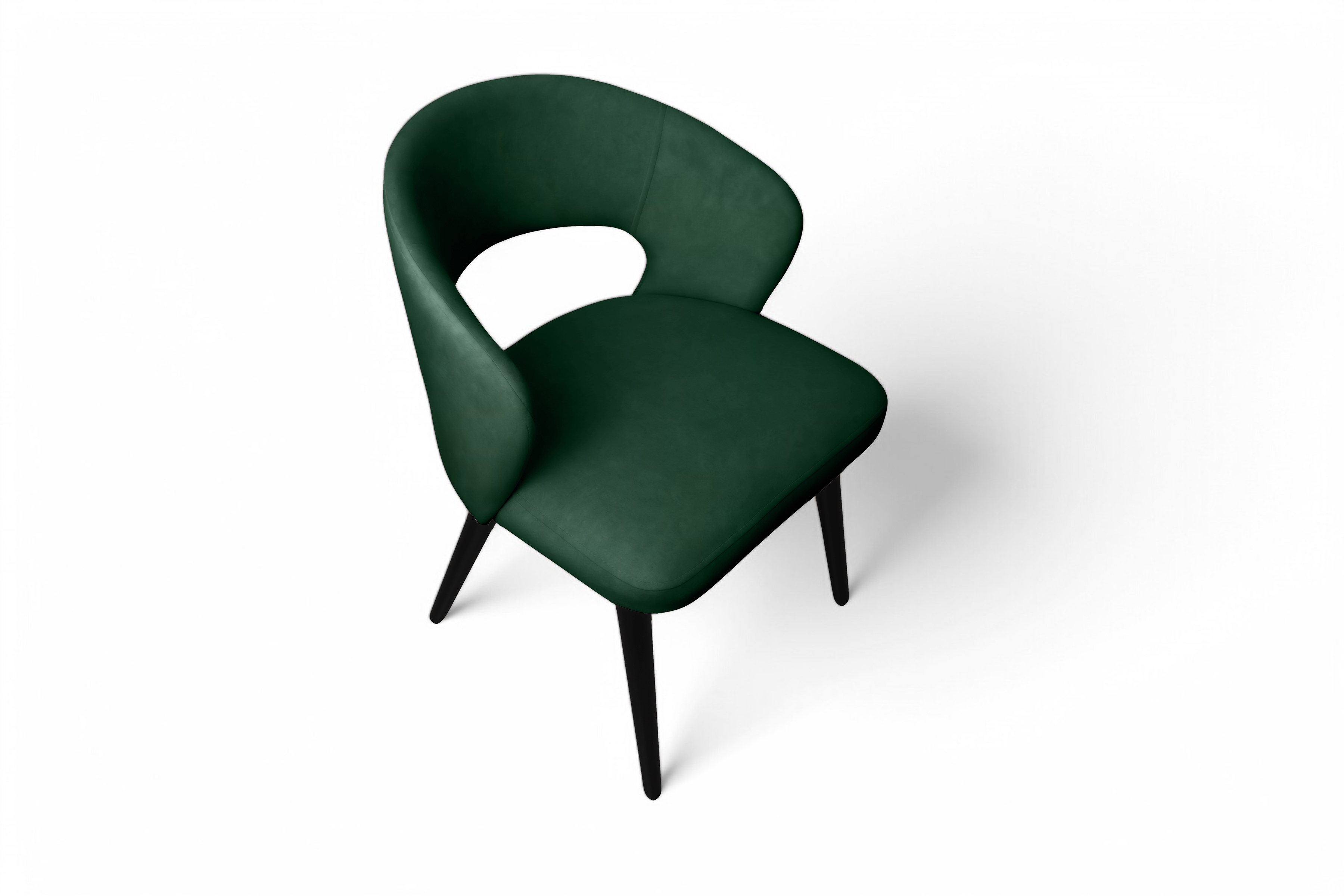 Jedálenské kreslo Luna - tmavozelený velúr Velluto 10 / čierna Stolička drevená Luna z tapicerowanym siedziskiem - tmavý Zelený velúr Velluto 10 / čierny nožičky