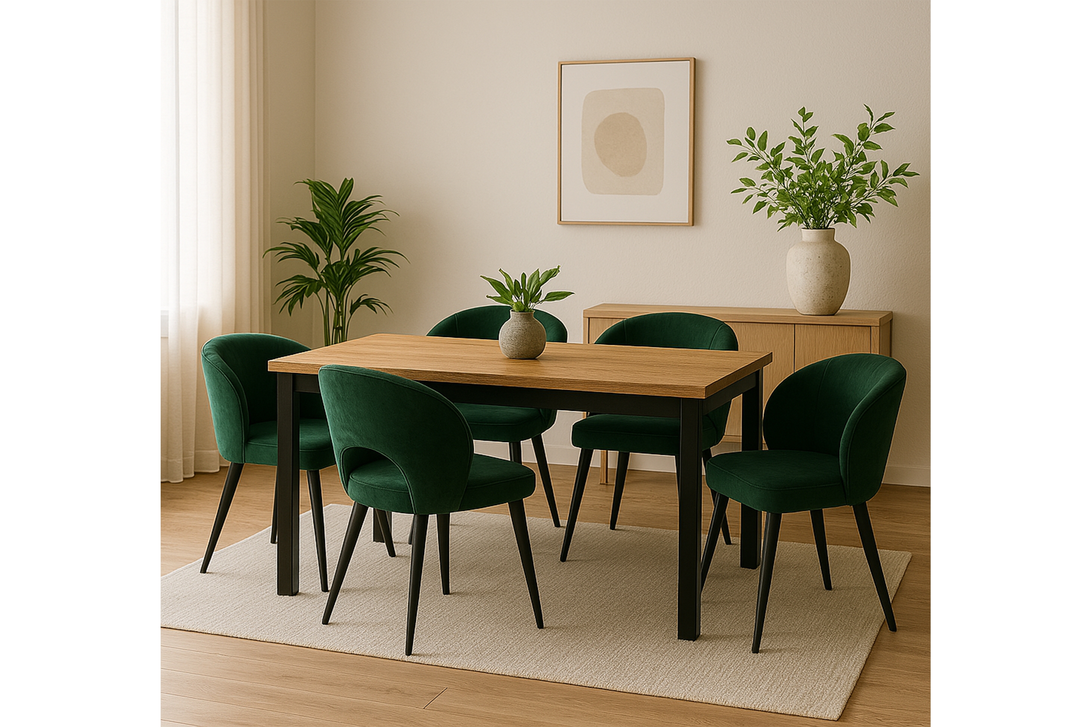 Jedálenské kreslo Luna - tmavozelený velúr Velluto 10 / čierna Stolička drevená Luna z tapicerowanym siedziskiem - tmavý Zelený velúr Velluto 10 / čierny nožičky