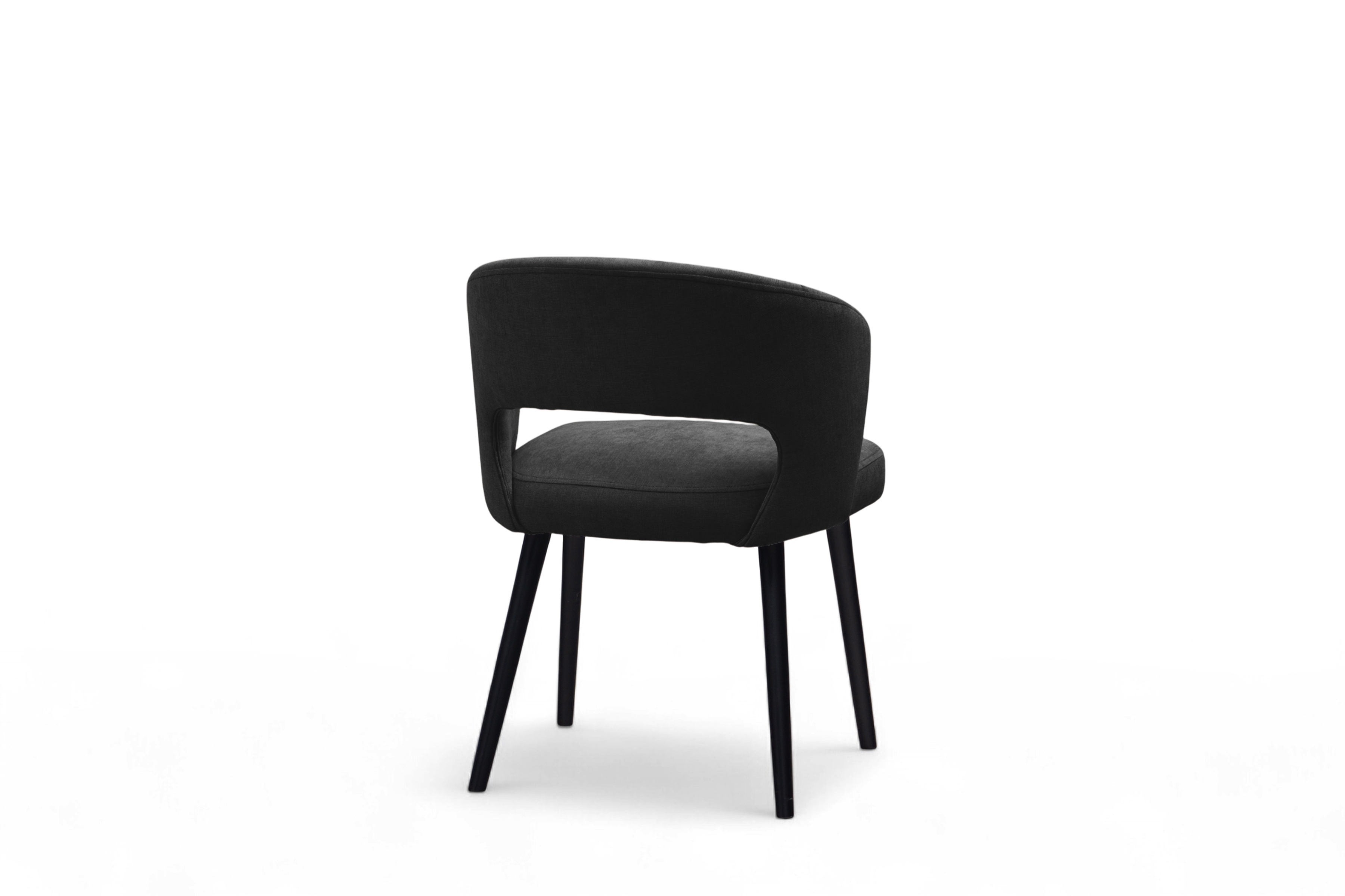 Drevená stolička Luna s čalúneným sedákom - čierny šenil Wind 99 / čierne nohy Stolička drevená Luna z tapicerowanym siedziskiem - Čierny Wind 99 / čierny nožičky