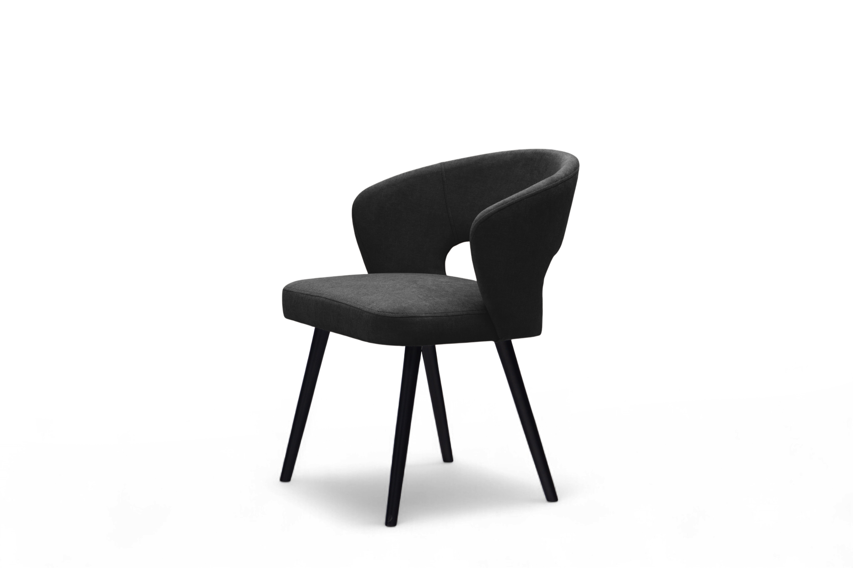 Drevená stolička Luna s čalúneným sedákom - čierny šenil Wind 99 / čierne nohy Stolička drevená Luna z tapicerowanym siedziskiem - Čierny Wind 99 / čierny nožičky