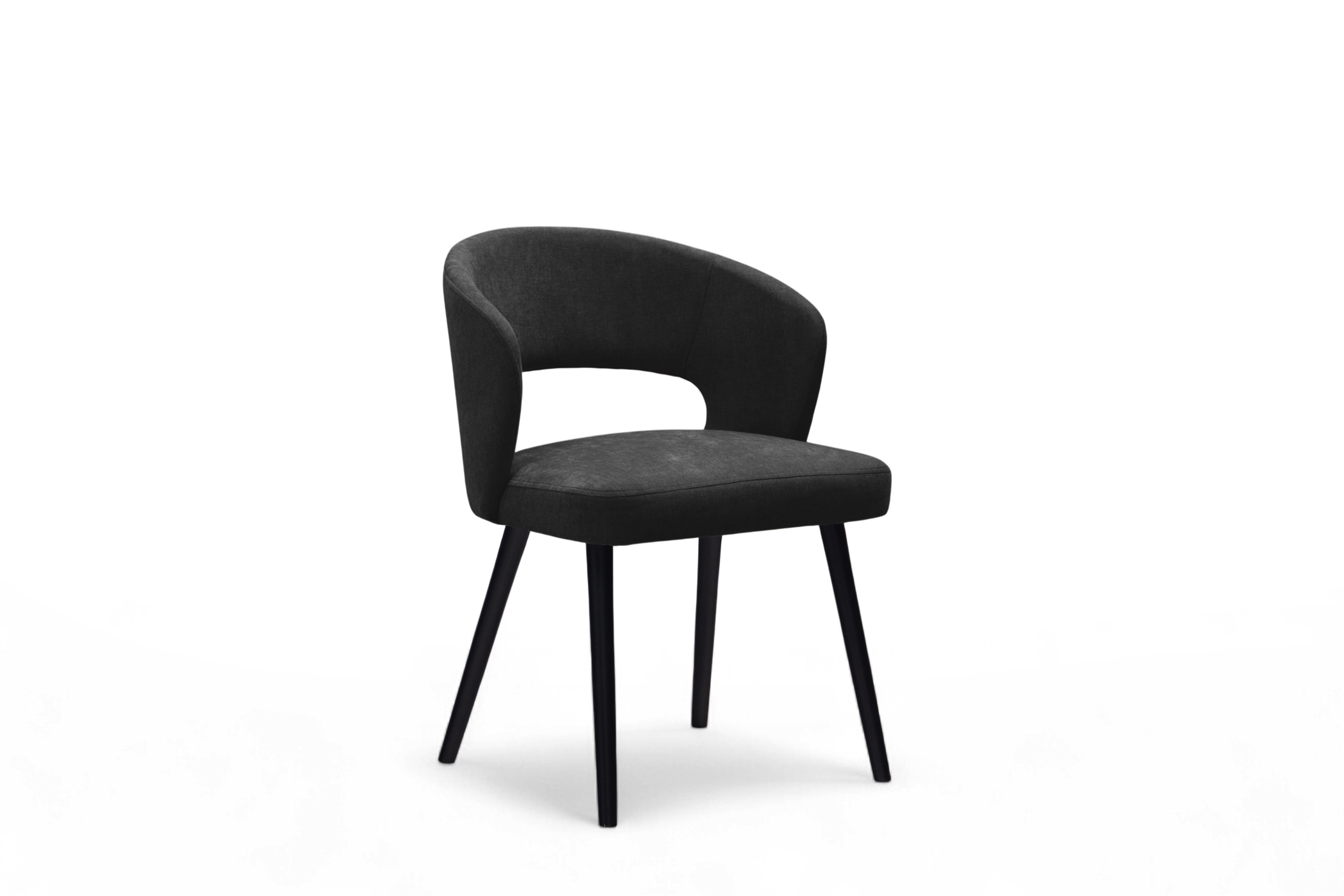 Drevená stolička Luna s čalúneným sedákom - čierny šenil Wind 99 / čierne nohy Stolička drevená Luna z tapicerowanym siedziskiem - Čierny Wind 99 / čierny nožičky