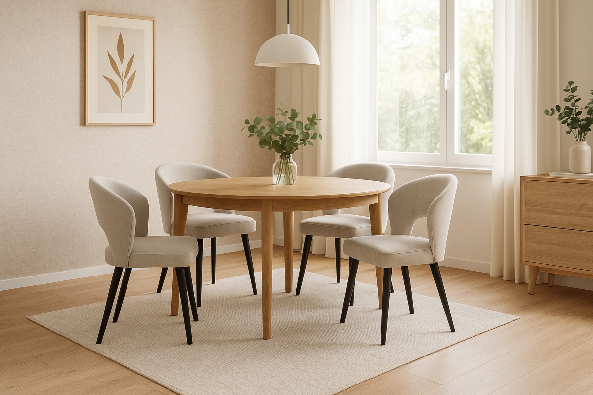 Drevená stolička Luna s čalúneným sedákom - svetlosivý šenil Wind 05 / čierne nohy Stolička drevená Luna z tapicerowanym siedziskiem - svetlý šedý šenil Wind 05 / čierny nožičky