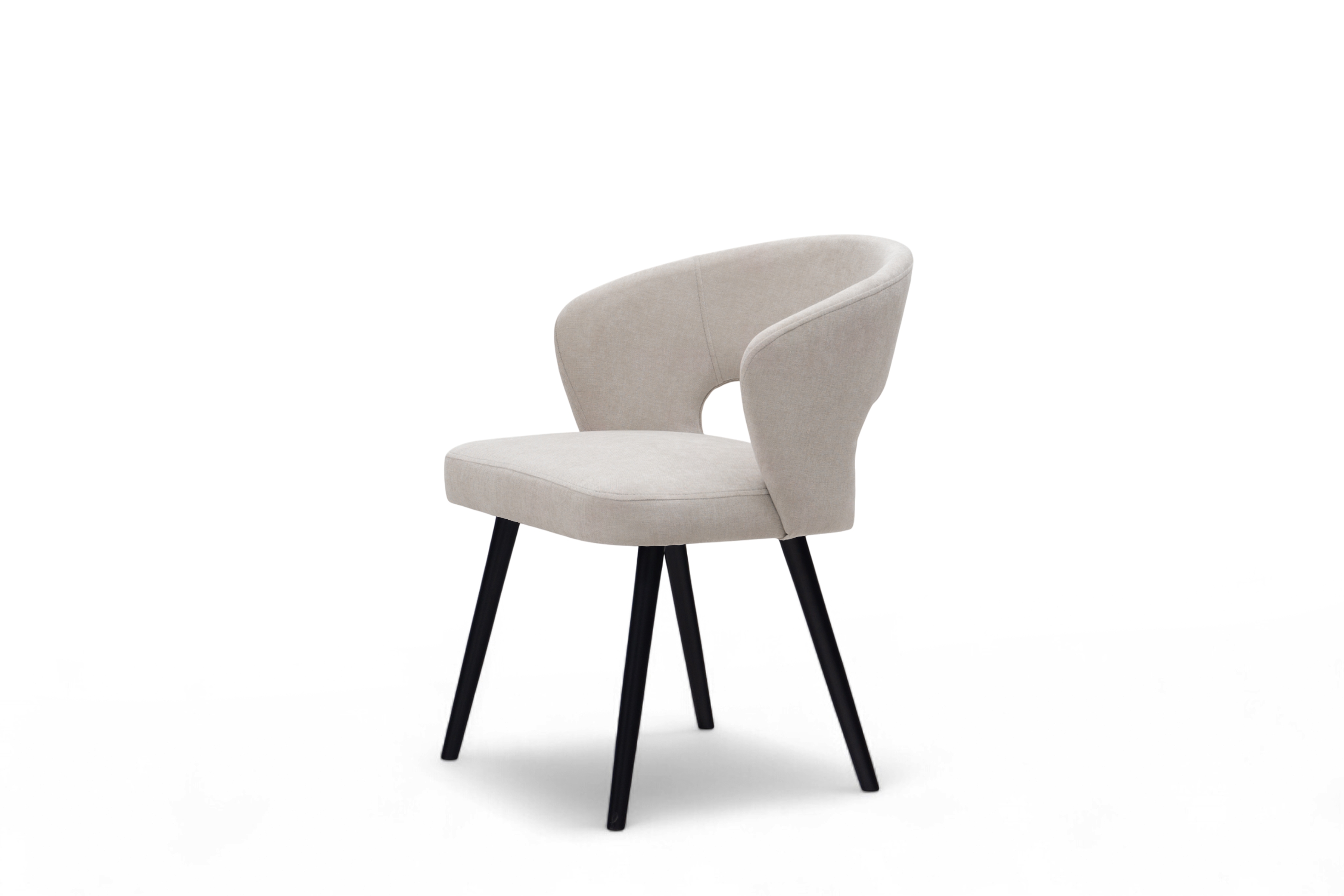 Drevená stolička Luna s čalúneným sedákom - svetlosivý šenil Wind 05 / čierne nohy Stolička drevená Luna z tapicerowanym siedziskiem - svetlý šedý Wind 05 / čierny nožičky