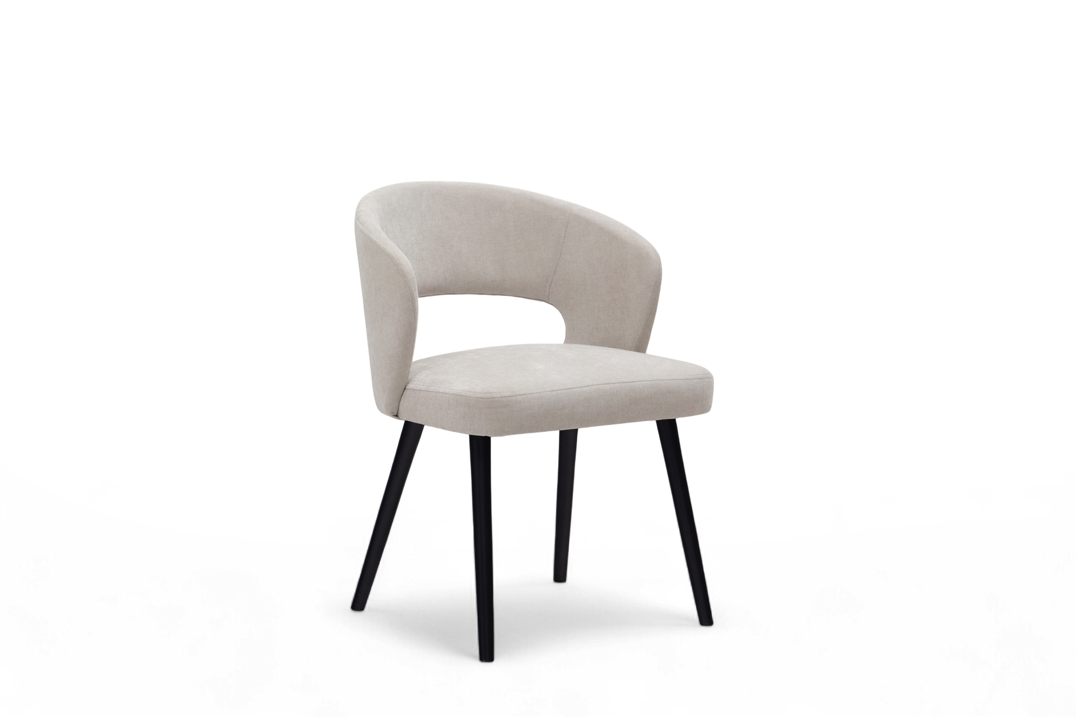 Drevená stolička Luna s čalúneným sedákom - svetlosivý šenil Wind 05 / čierne nohy Stolička drevená Luna z tapicerowanym siedziskiem - svetlý šedý Wind 05 / čierny nožičky