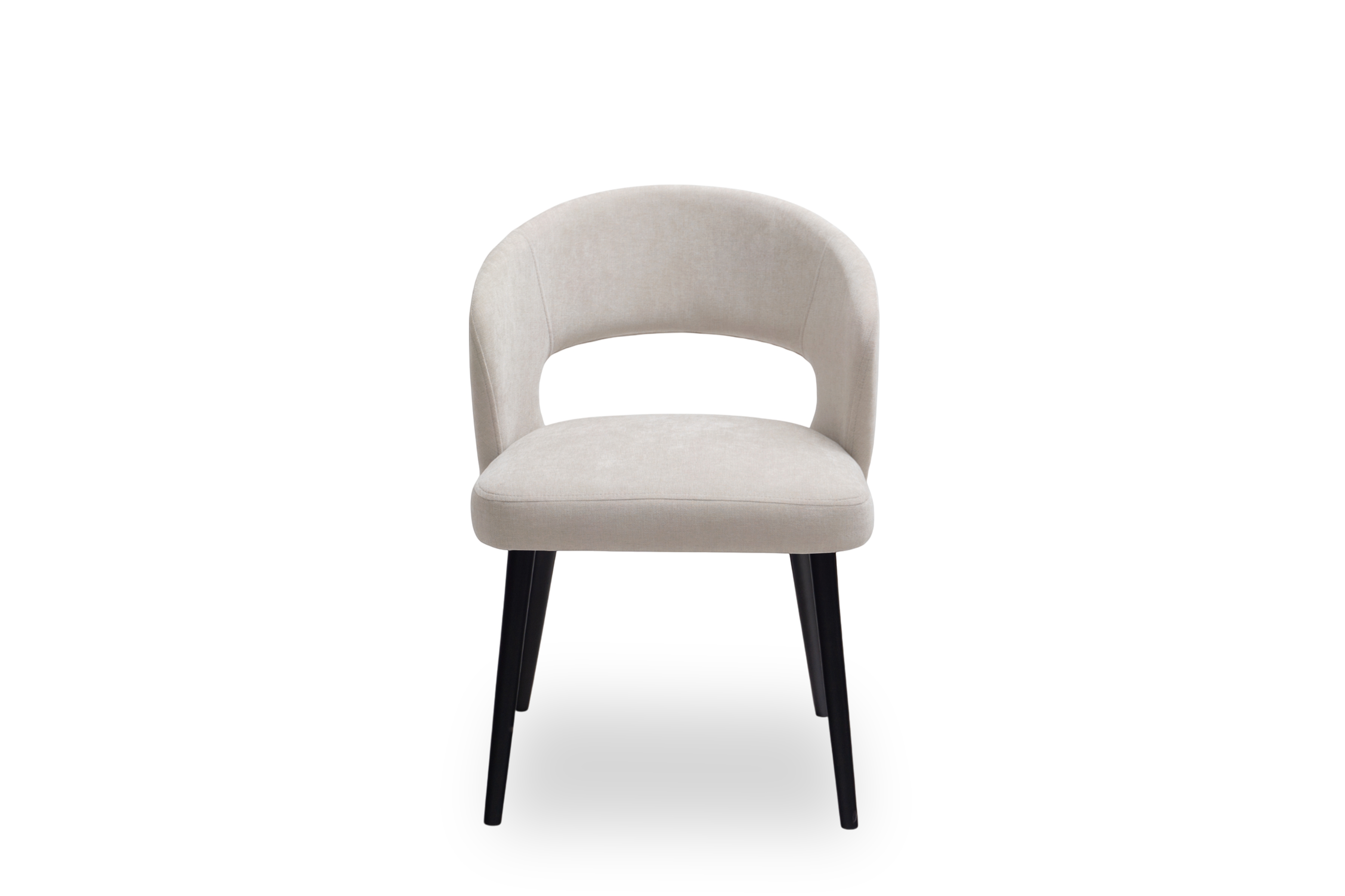 Drevená stolička Luna s čalúneným sedákom - svetlosivý šenil Wind 05 / čierne nohy Stolička drevená Luna z tapicerowanym siedziskiem - svetlý šedý Wind 05 / čierny nožičky