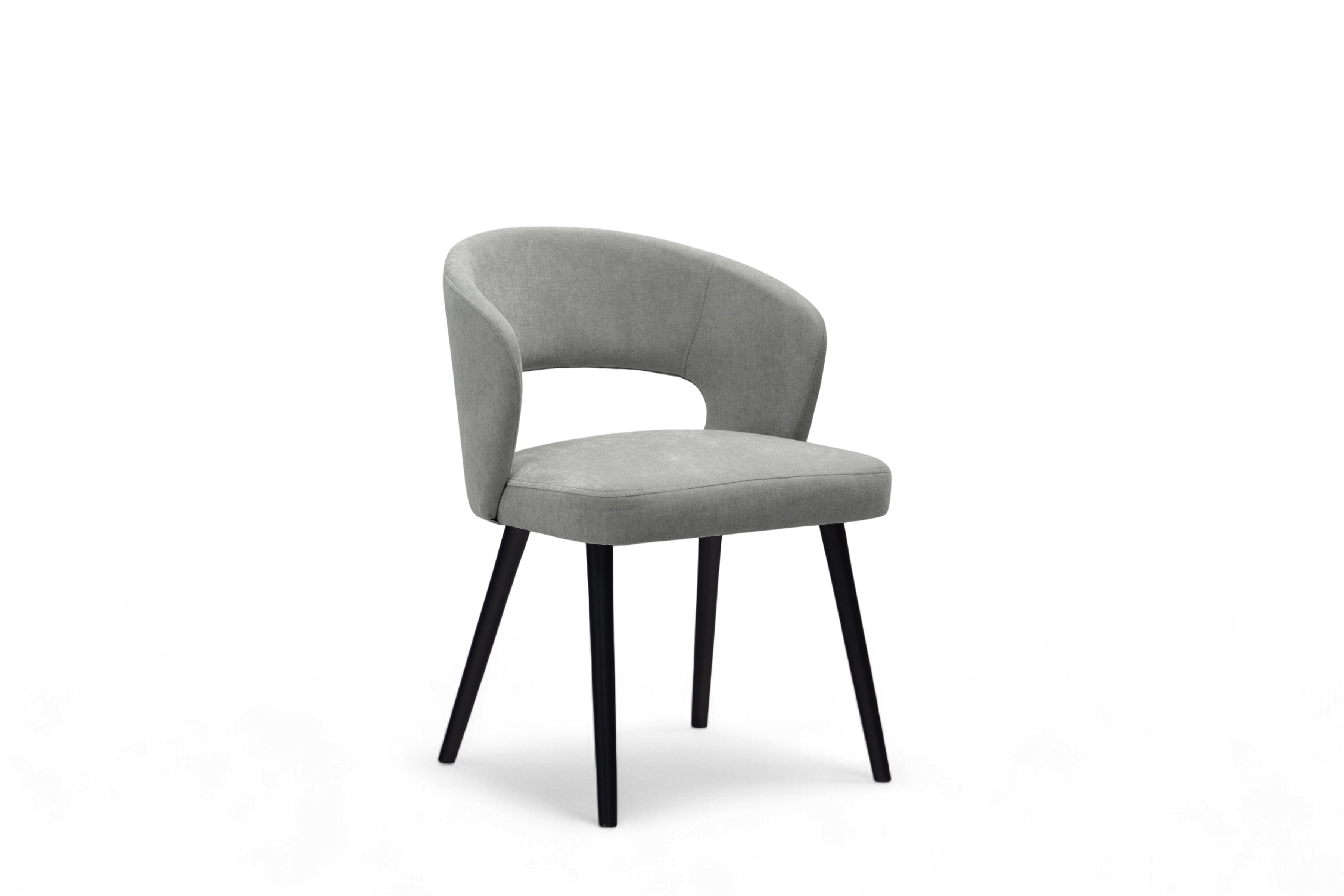 Drevená stolička Luna s čalúneným sedákom - sivý šenil Wind 90 / čierne nohy Stolička drevená Luna z tapicerowanym siedziskiem - šedý Wind 90 / čierny nožičky