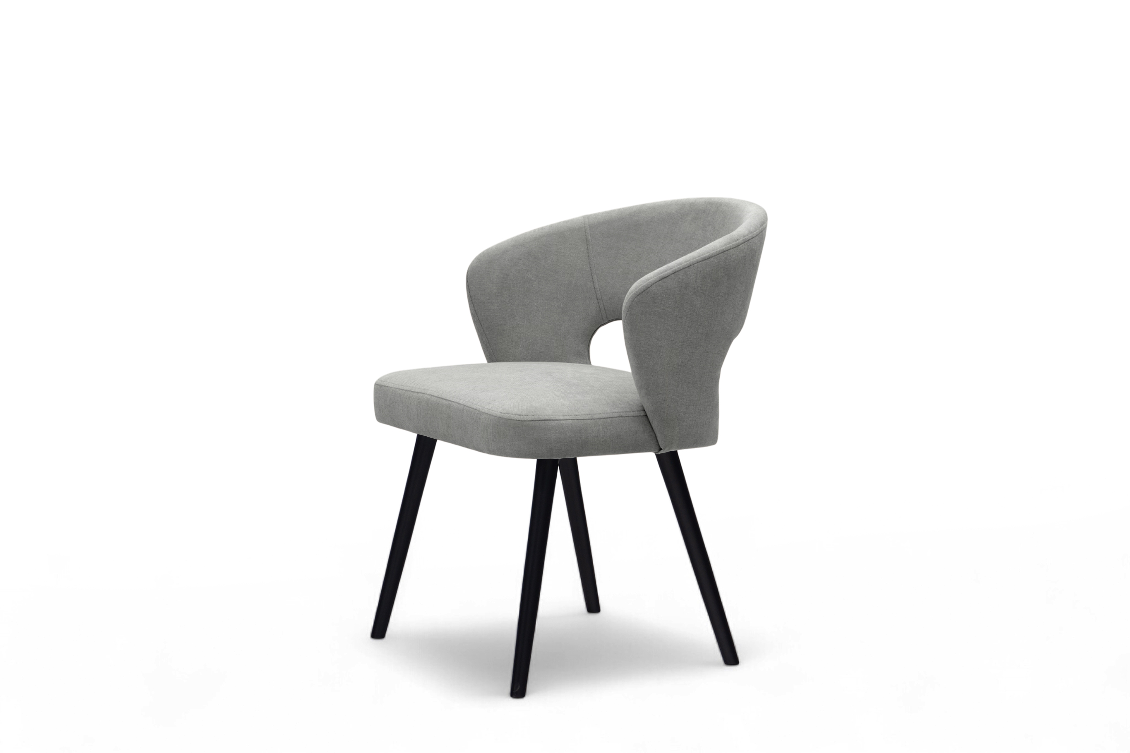 Drevená stolička Luna s čalúneným sedákom - sivý šenil Wind 90 / čierne nohy Stolička drevená Luna z tapicerowanym siedziskiem - šedý Wind 90 / čierny nožičky