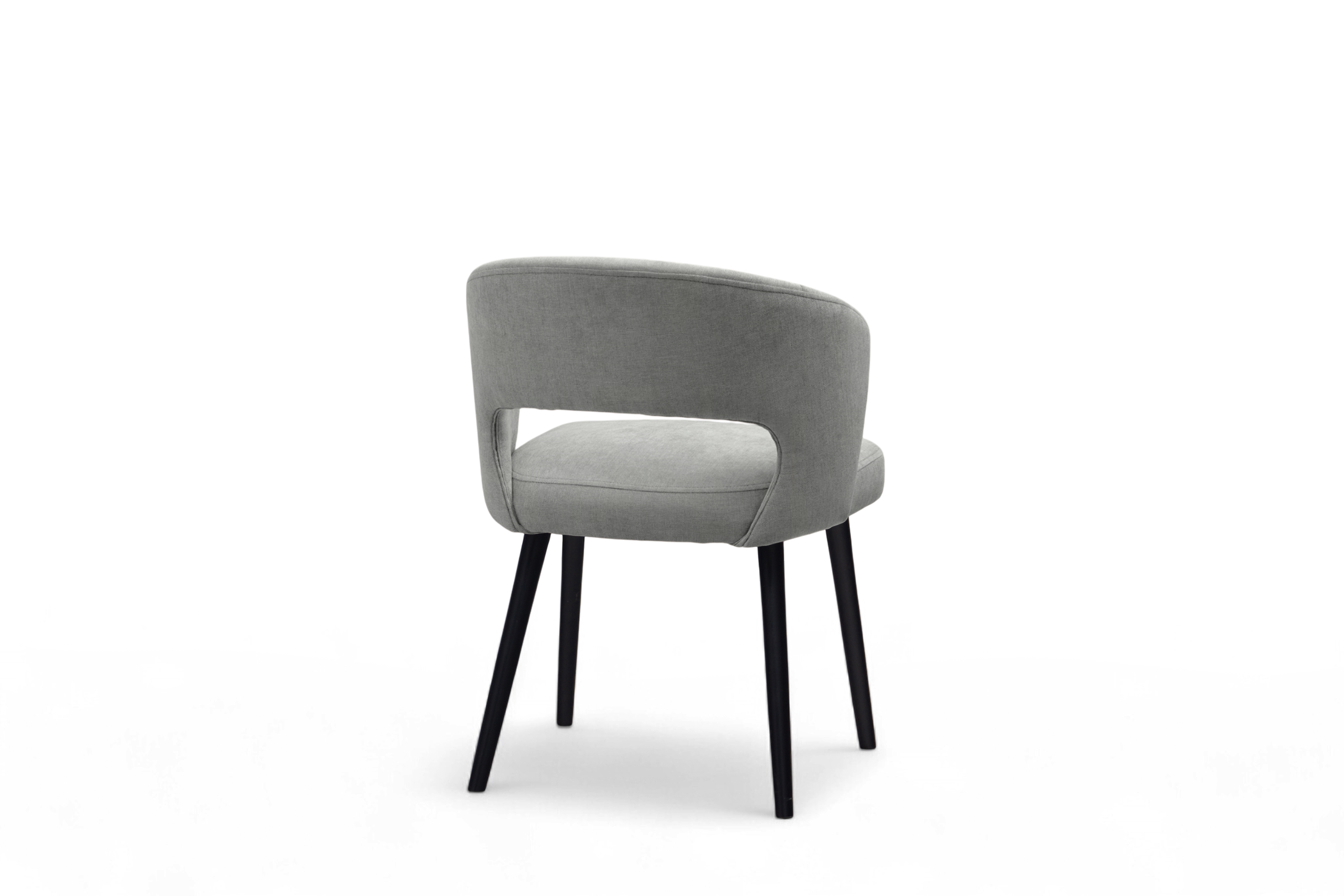 Drevená stolička Luna s čalúneným sedákom - sivý šenil Wind 90 / čierne nohy Stolička drevená Luna z tapicerowanym siedziskiem - šedý Wind 90 / čierny nožičky