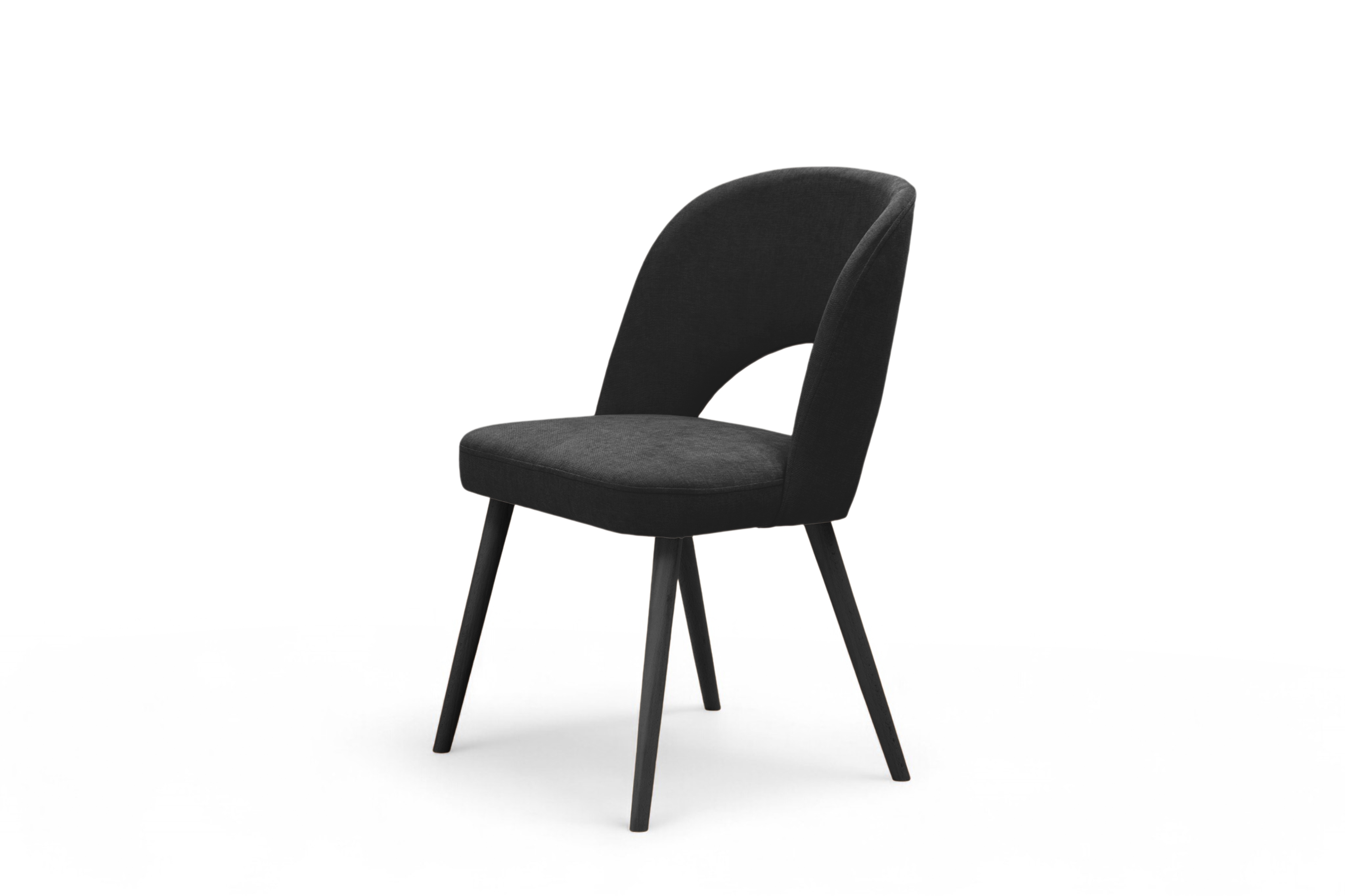 Drevená stolička Luvaro s čalúneným sedákom - čierny šenil Wind 99 / čierne nohy Stolička drevená Luvaro z tapicerowanym siedziskiem - Čierny šenil Wind 99 / nožičky čierny