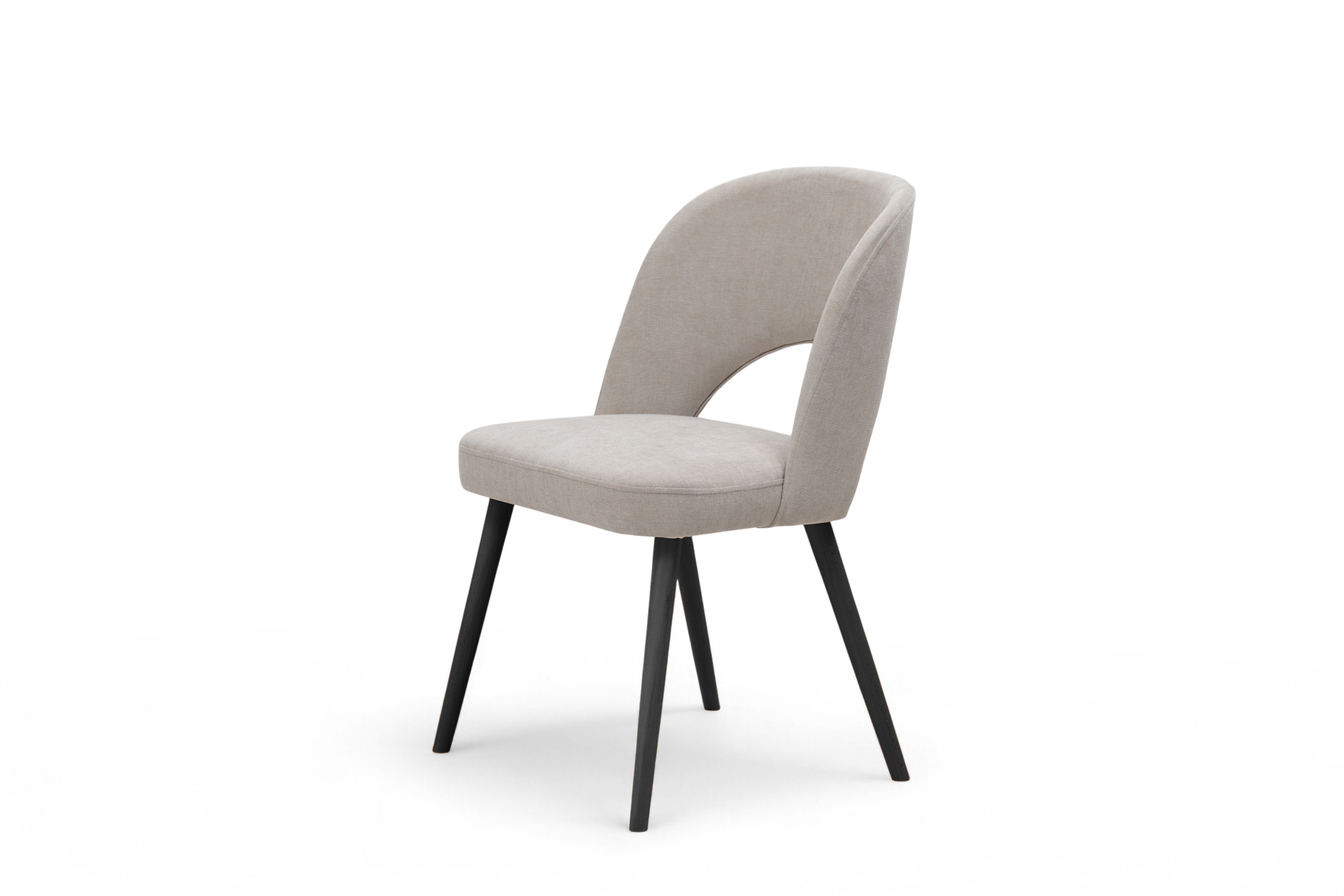 Dřevěná židle Luvaro s čalouněným sedákem – světle šedý šenil Wind 05 / černé nožky židle dřevěná Luvaro s čalouněným sedákem - světlý šedá šenil Wind 05 / Nohy černá
