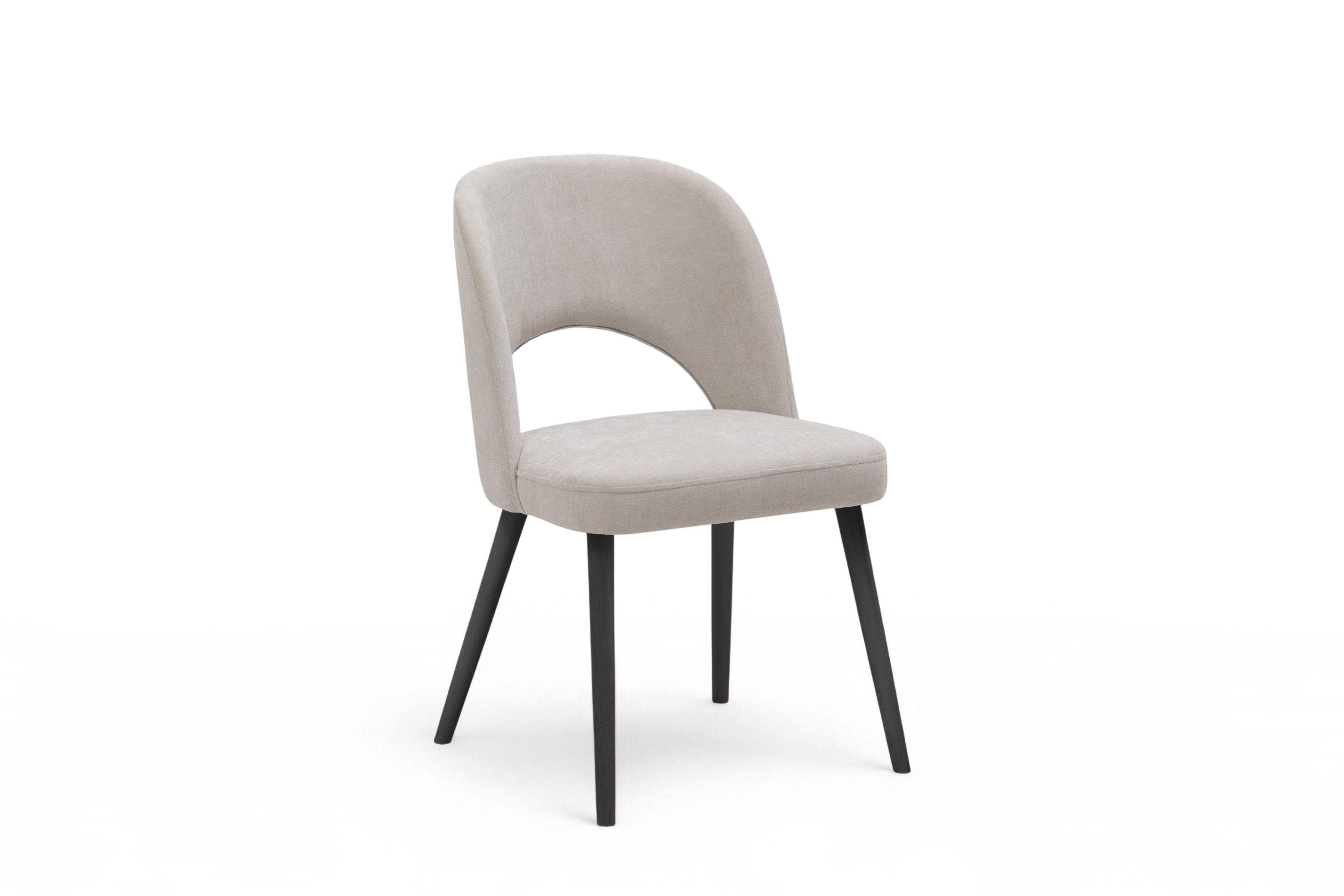 Dřevěná židle Luvaro s čalouněným sedákem – světle šedý šenil Wind 05 / černé nožky židle dřevěná Luvaro s čalouněným sedákem - světlý šedá šenil Wind 05 / Nohy černá