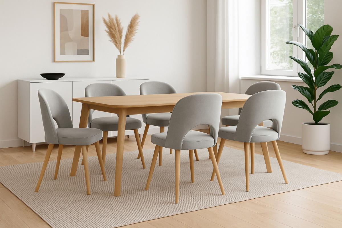 Dřevěná židle Luvaro s čalouněným sedákem – šedý šenil Wind 90 / nožky buk židle dřevěná Luvaro s čalouněným sedákem - šedá šenil Wind 90 / Nohy buk