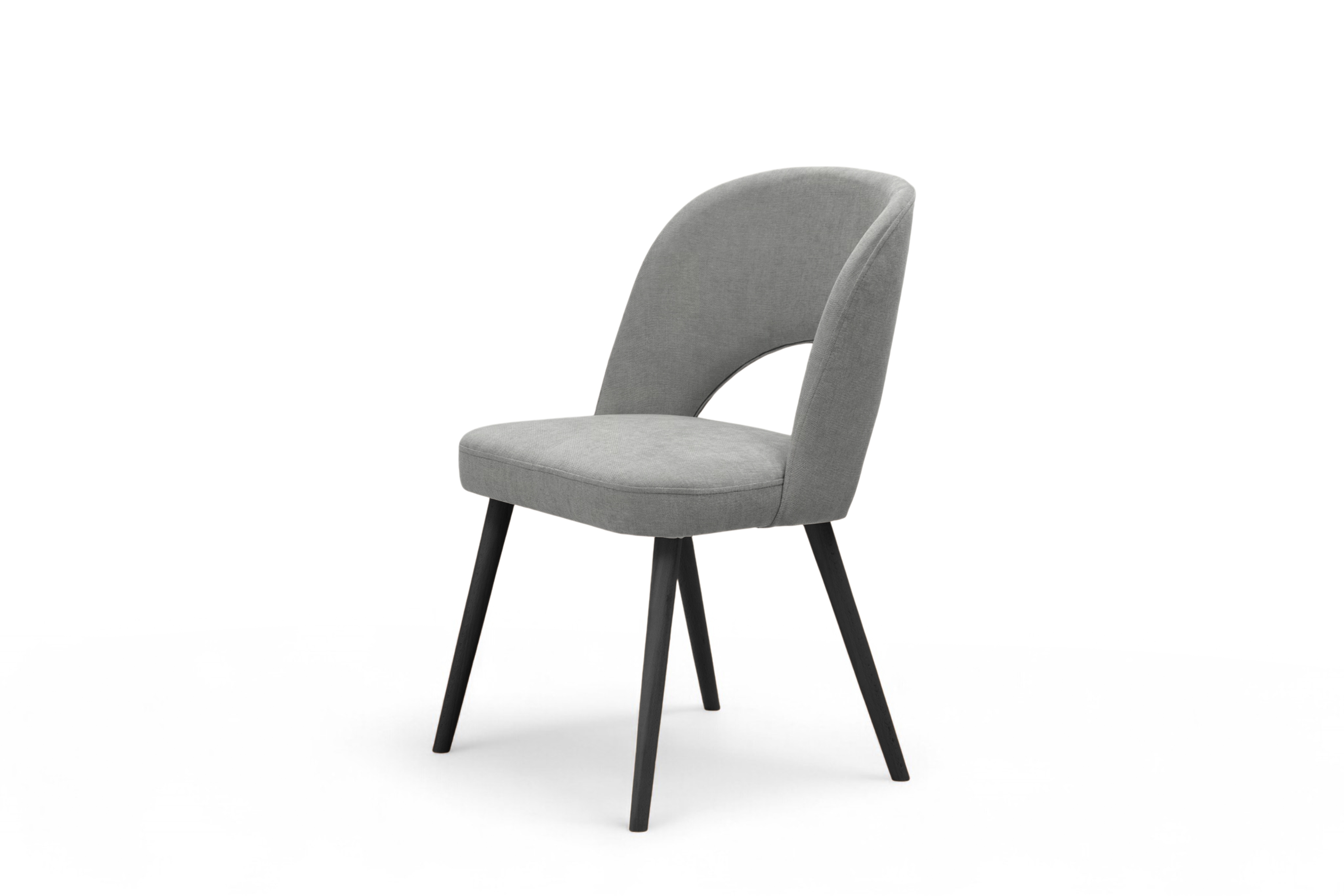 Dřevěná židle Luvaro s čalouněným sedákem – šedý šenil Wind 90 / černé nožky židle dřevěná Luvaro s čalouněným sedákem - šedá šenil Wind 90 / Nohy černá