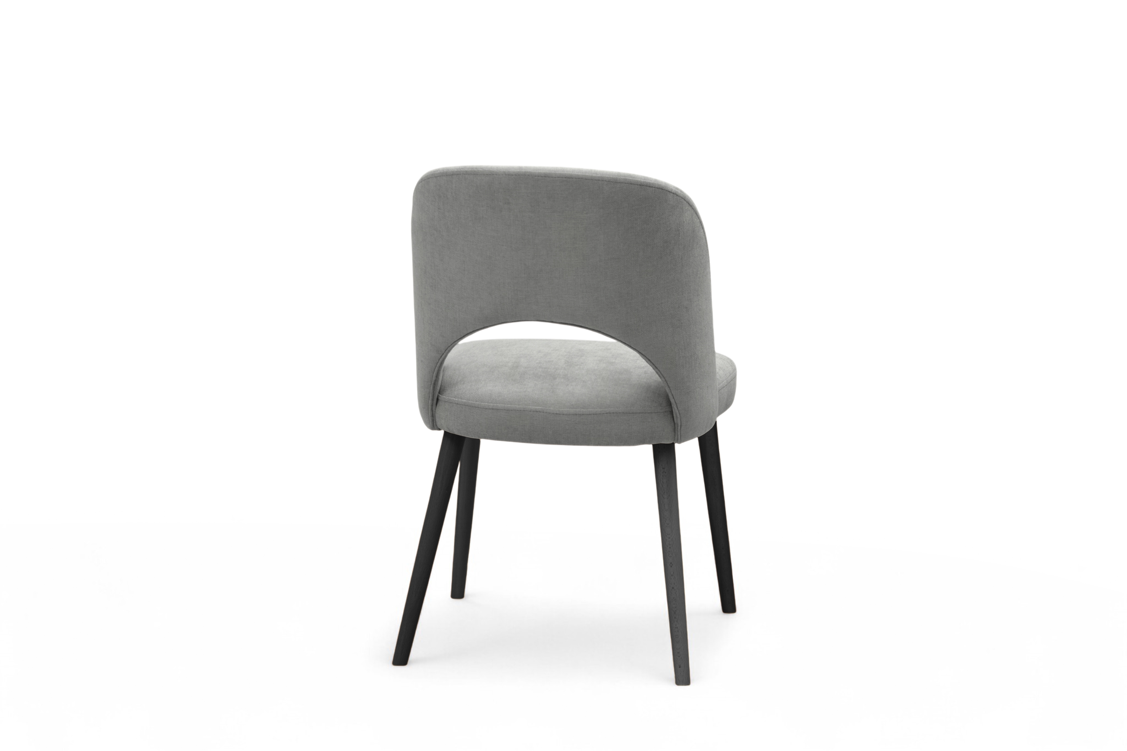 Dřevěná židle Luvaro s čalouněným sedákem – šedý šenil Wind 90 / černé nožky židle dřevěná Luvaro s čalouněným sedákem - šedá šenil Wind 90 / Nohy černá
