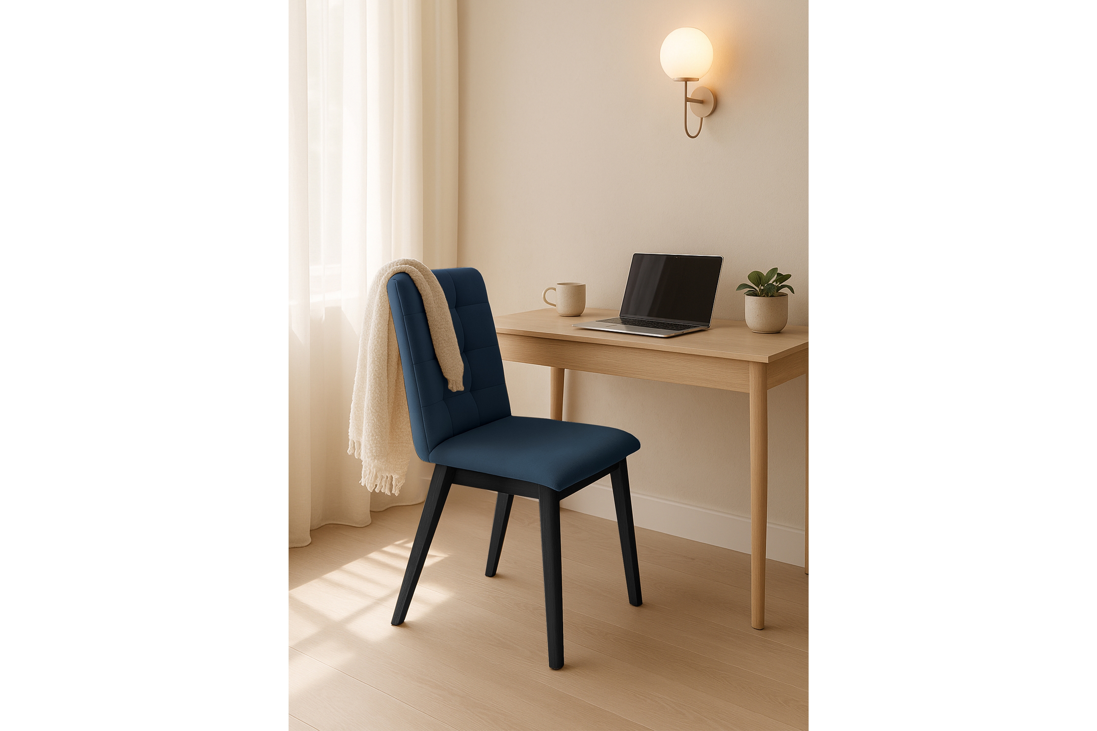 Čalúnená stolička Platinum 4 – tmavomodrý zamat Salvador 5 / čierne nohy Stolička drevená Platinum 4 z tapicerowanym siedziskiem - granat Salvador 05 / čierny nožičky