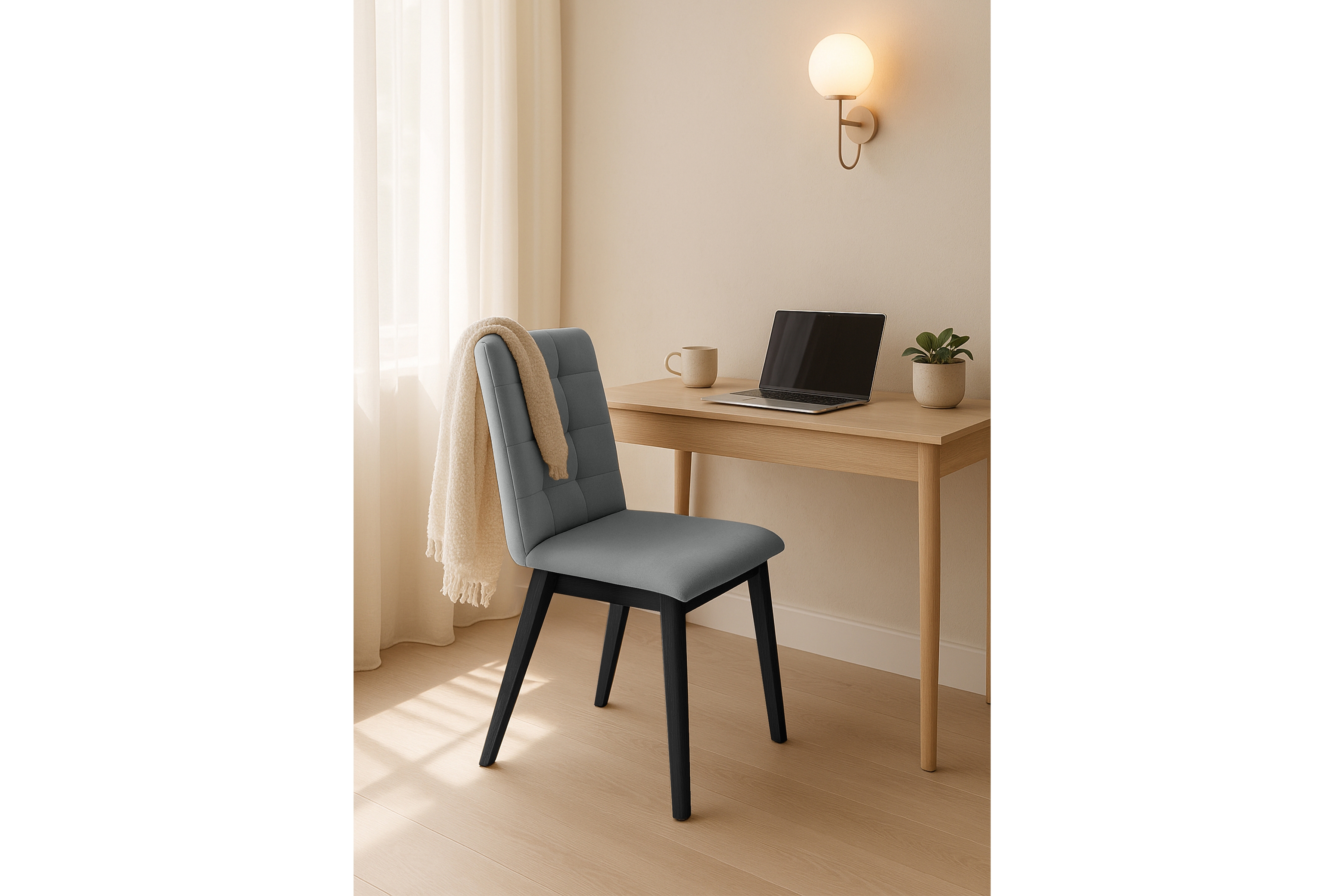 Čalúnená stolička Platinum 4 – sivý zamat Salvador 17 / čierne nohy Stolička drevená Platinum 4 z tapicerowanym siedziskiem - šedý Salvador 17 / čierny nožičky