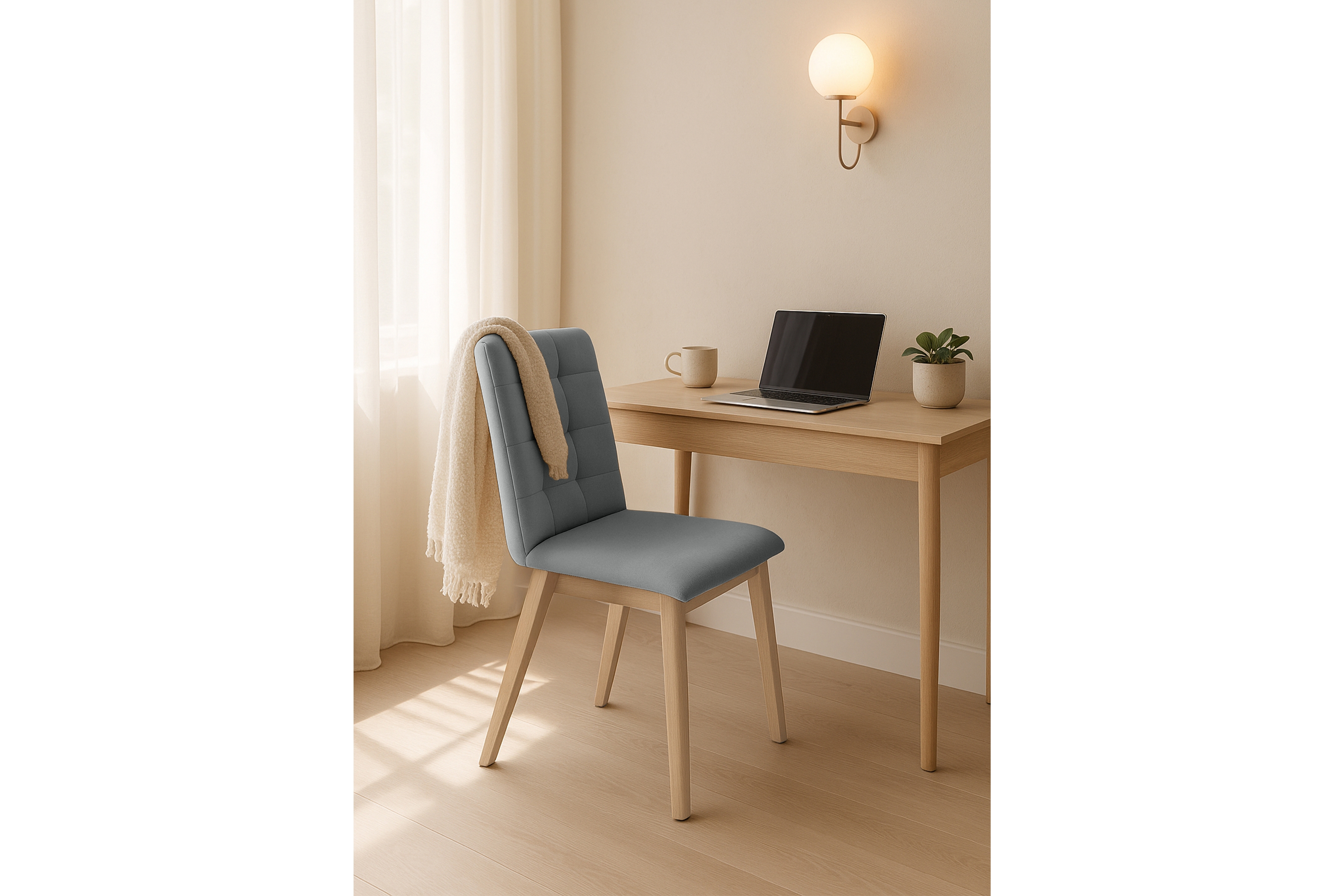 Čalúnená stolička Platinum 4 – sivý zamat Salvador 17 / bukové nohy Stolička drevená Platinum 4 z tapicerowanym siedziskiem - šedý Salvador 17 / nožičky buk